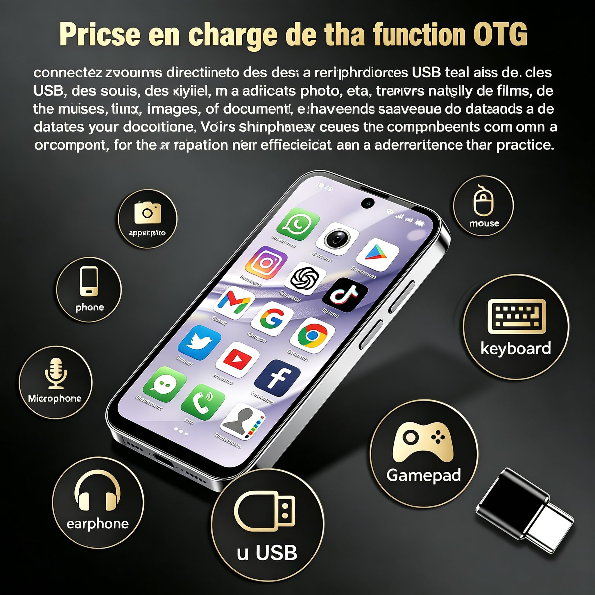 Longben Mini Cellulare Sbloccato Android 12 4G, Schermo Full Screen 3,88", Dual SIM, GPS, Wi-Fi, Riconoscimento Facciale, OTG (Nero, 32GB)