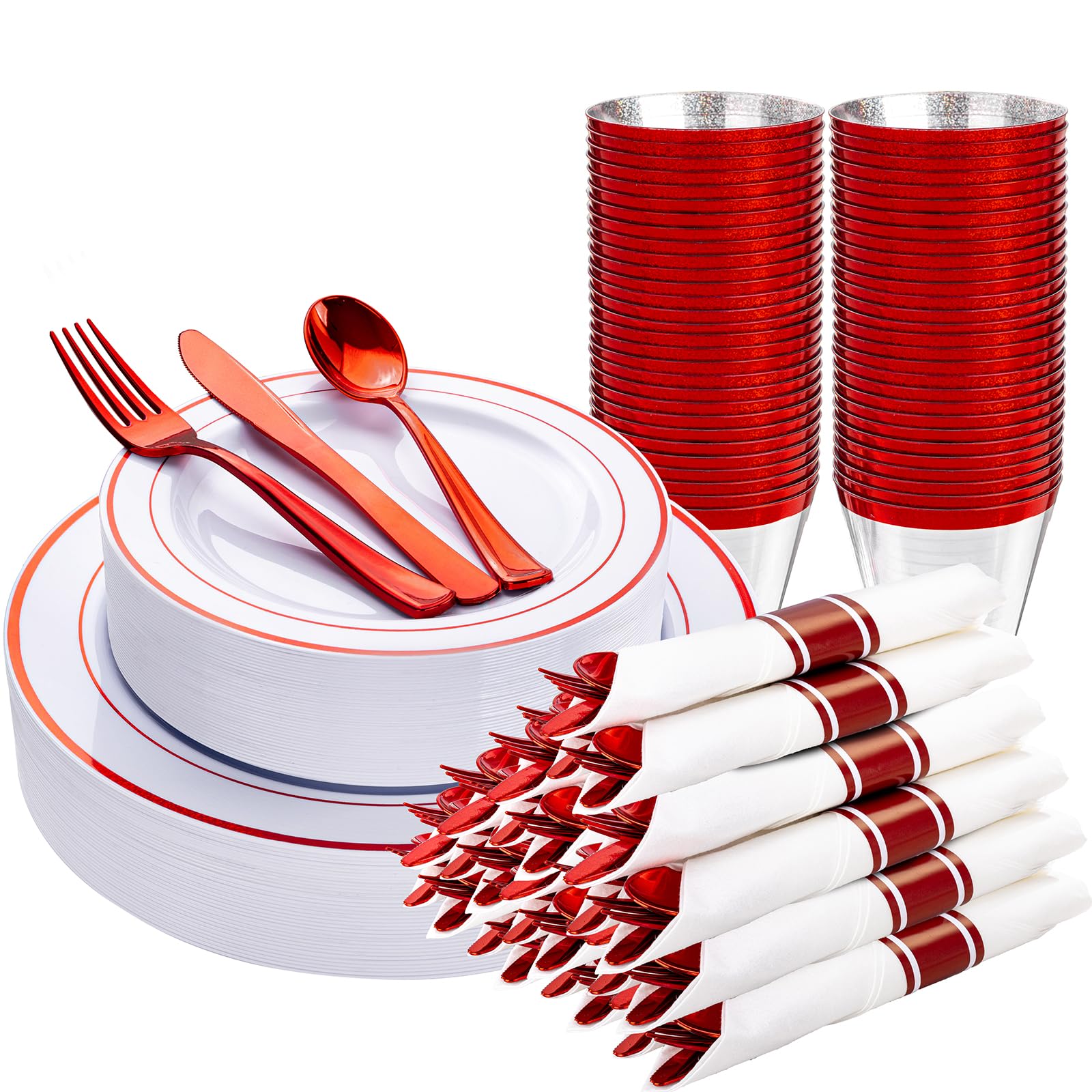 WELLIFE Disposable Plates & Cutlery Set - 350 Piece -26