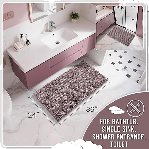 Miniatura 279 de Yimobra - Tapete de baño largo de felpilla, grande de 55.1 x 24 pulgadas, microfibra gruesa, absorbente, extrasuave, antideslizante, peludo, lavable