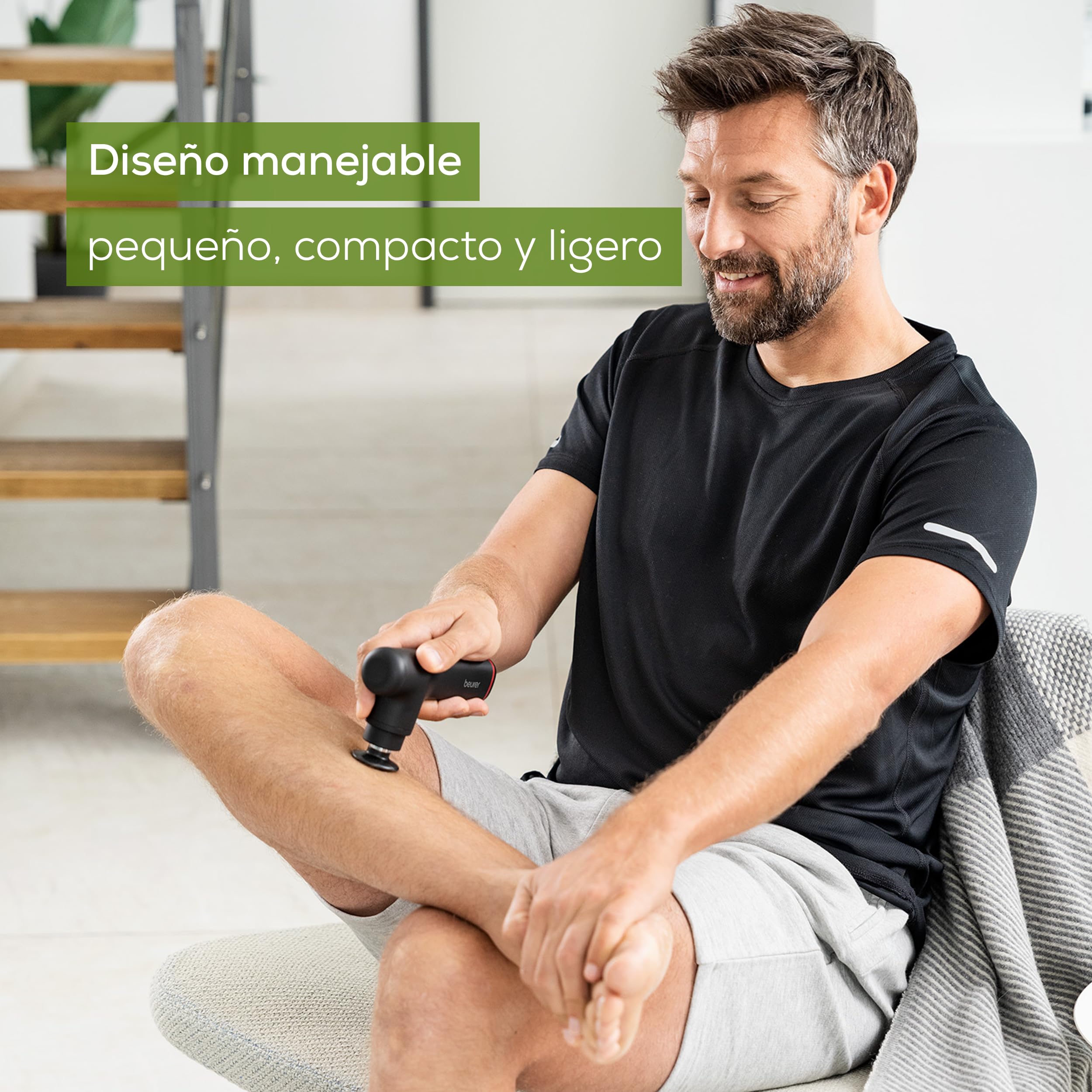 Beurer MG 79 Massage Gun Sensitive, Pistola de masaje muscular y compacta con 3 accesorios, suave masaje de puntos gatillo para zonas sensibles del cuerpo con 3 niveles de intensidad