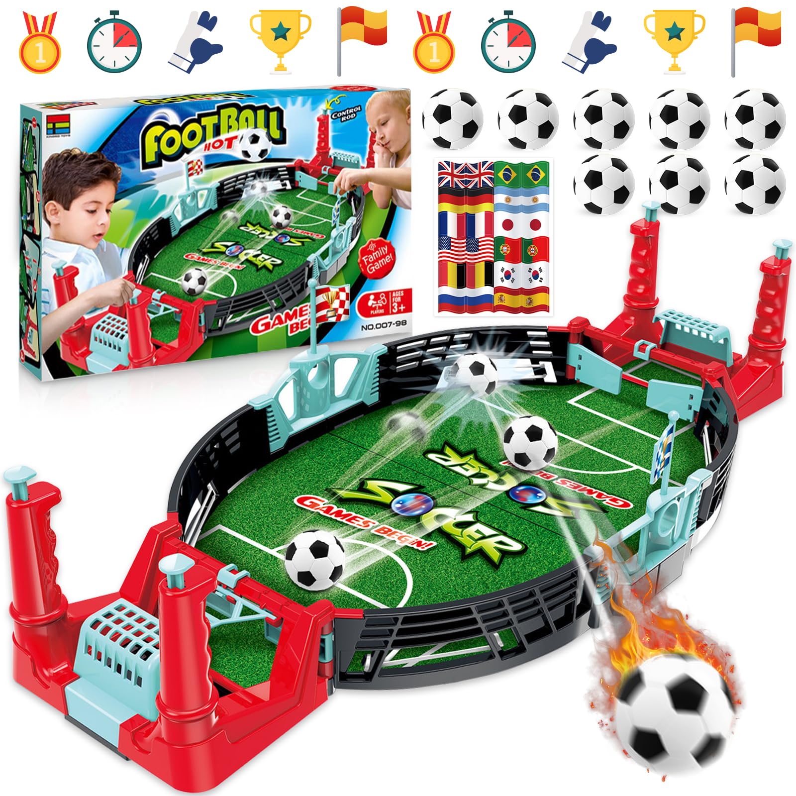 Mini Baby-foot OBEST – Double Jeu – 8 Ballons – 36x18x8 Cm – Pour Enfants Et Adultes – Cadeau De Fête