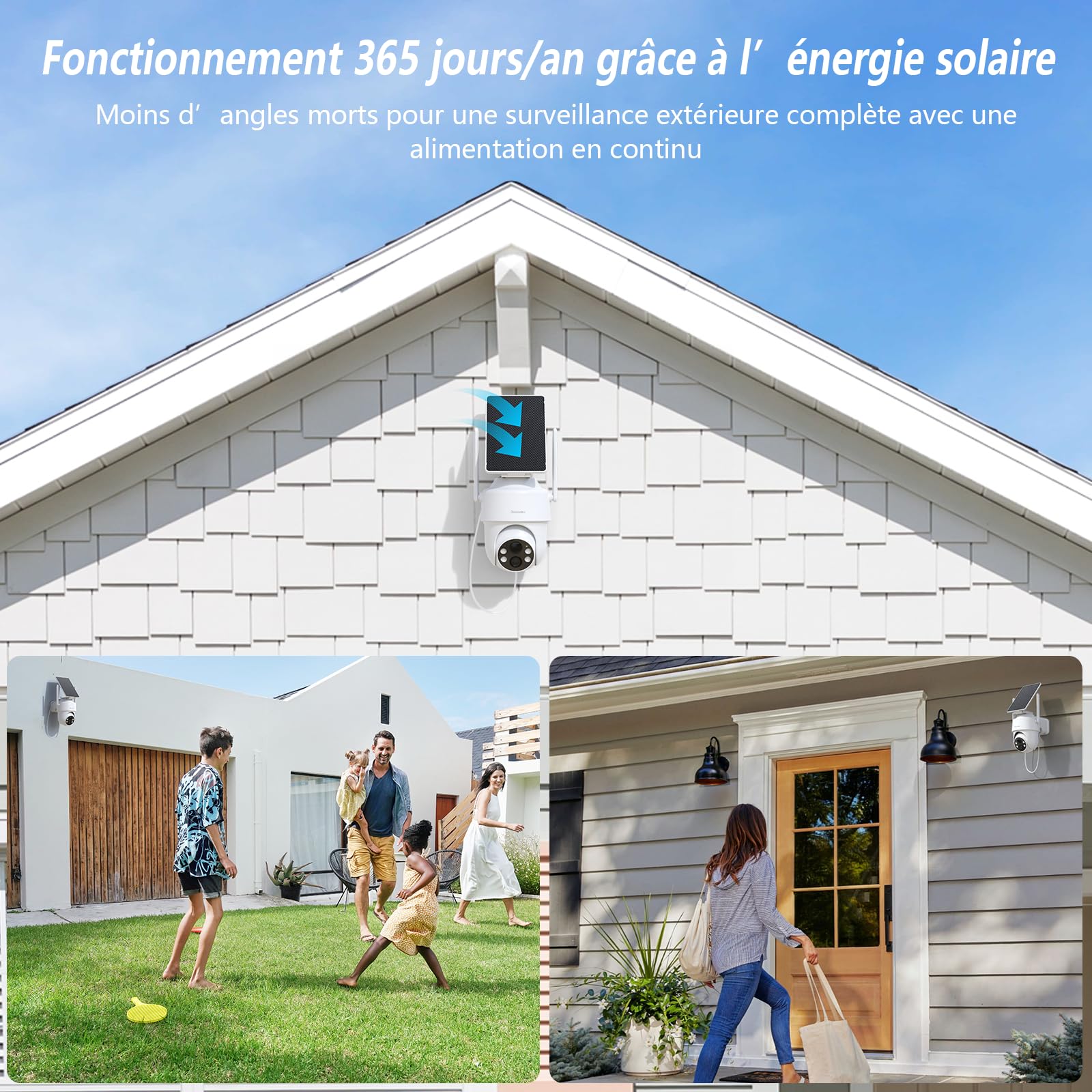 GALAYOU Camera Surveillance WiFi Exterieure sans Fil Batterie 2K Panneau Solaire 2,4GHz Alerte PIR Vision Nocturne Audio Bidirectionnel