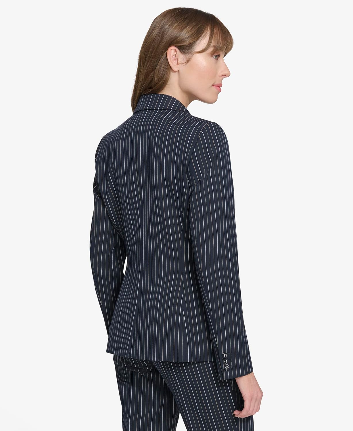 Tommy Hilfiger Womens Pinstripe Puff Sleeve Blazer - Image 4