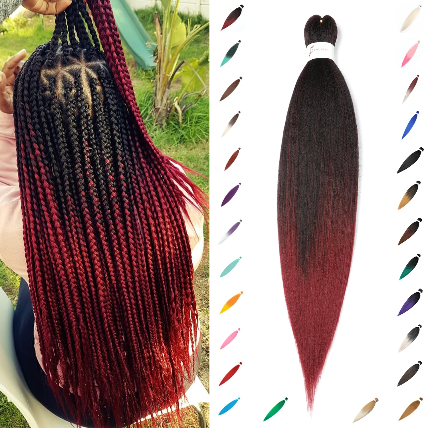 Pre-Stretched Braiding Hair ShowJarlly Soft Free Synthetic Fiber Corchet Braids Natural Black 1Pack/Lot Knotless Braiding Extensions Hot Water Setting Braiding Hair (30inch,1B/900#)