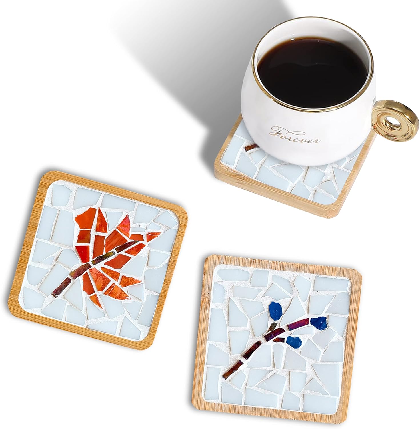 2 Sets DIY Mosaic Coaster, DIY Coaster Kit And Mosaic Craft Kits, Creativity Mosaic Tile