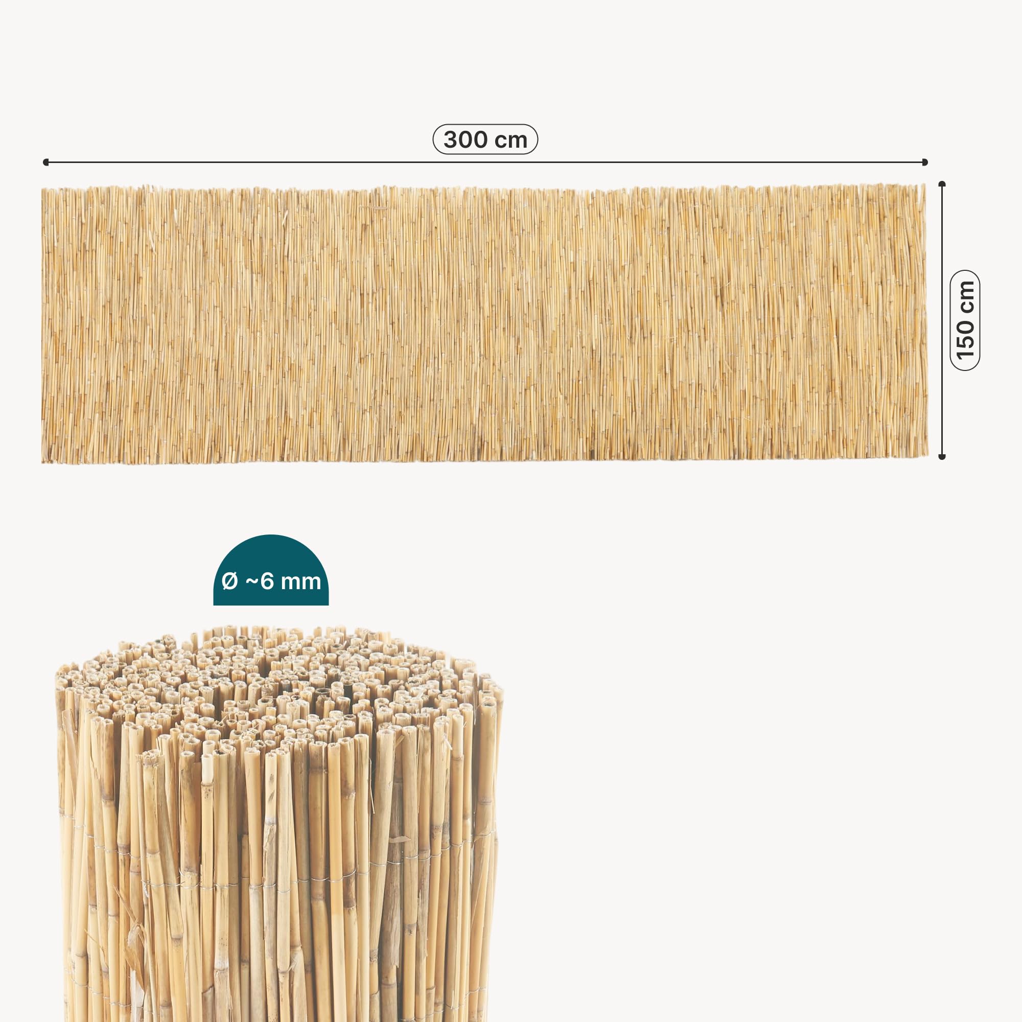 casa.pro Canisse en Roseau Brise-Vue Naturel pour Jardin Terrasse Cache Vue Balcon Palissade Protection contre Regards Vent Soleil Clôture Décorative Séparation Résistant 150 x 300 cm Naturel