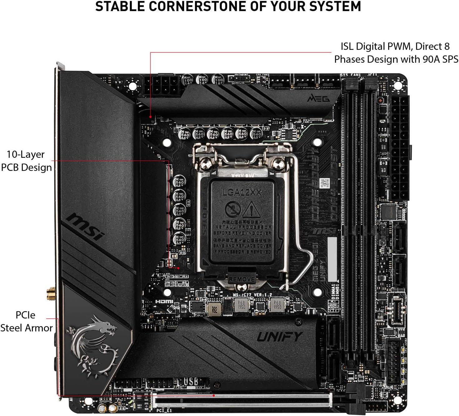 New Product MSI MEG Z490I Unify Gaming Motherboard (LGA 1200, Intel 10th Gen, M.2, USB 3.2 Gen 2, DDR4, Wi-Fi 6, SLI, CFX, Gigabit LAN, Thunderbolt 3, Mini-ITX)