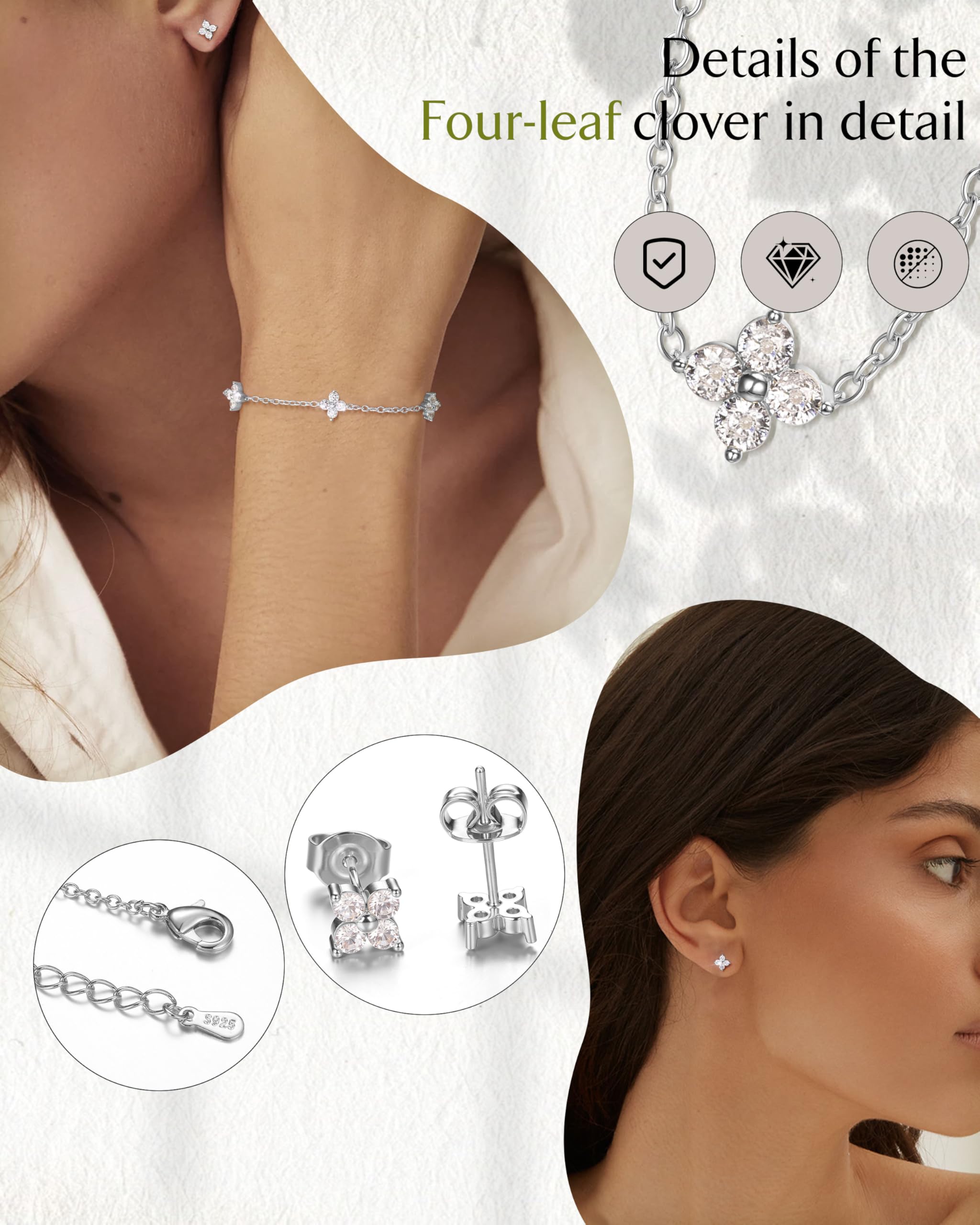 LOLIAS Łańcuszek ze srebra próby 925 damski zestaw złotych bransoletek, regulowany naszyjnik typu choker, łańcuszek ogniwowy z uroczą cyrkonią, zestaw biżuterii ślubnej dla panny młodej