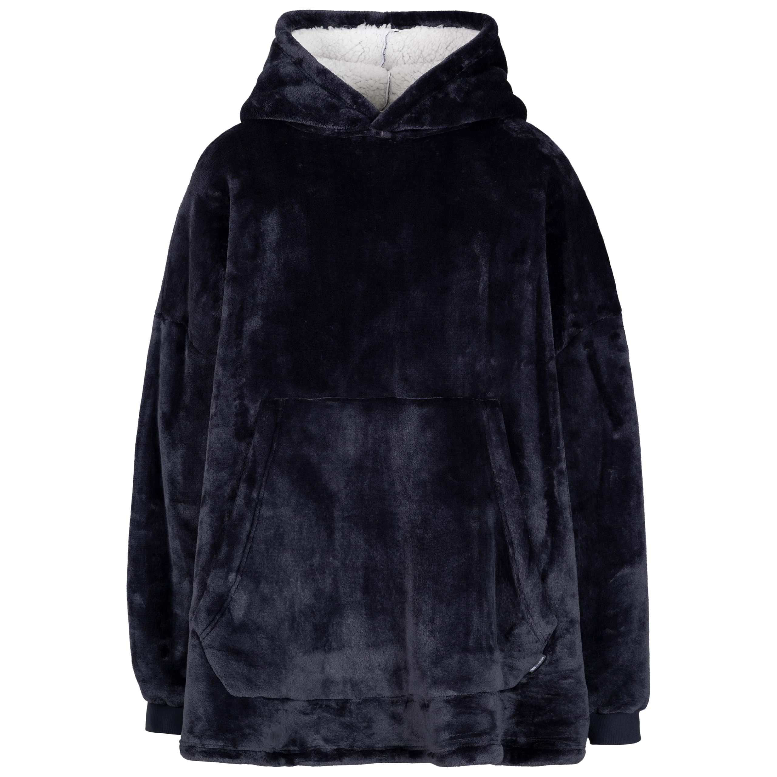 Trespass Oversized Blanket Hoodie with Sherpa Fleece Inner, Giant Adult Blanket Fleece Throw Sweatshirt For Men Women Unisex, Packs into Drawstring Bag Cosiness Navy