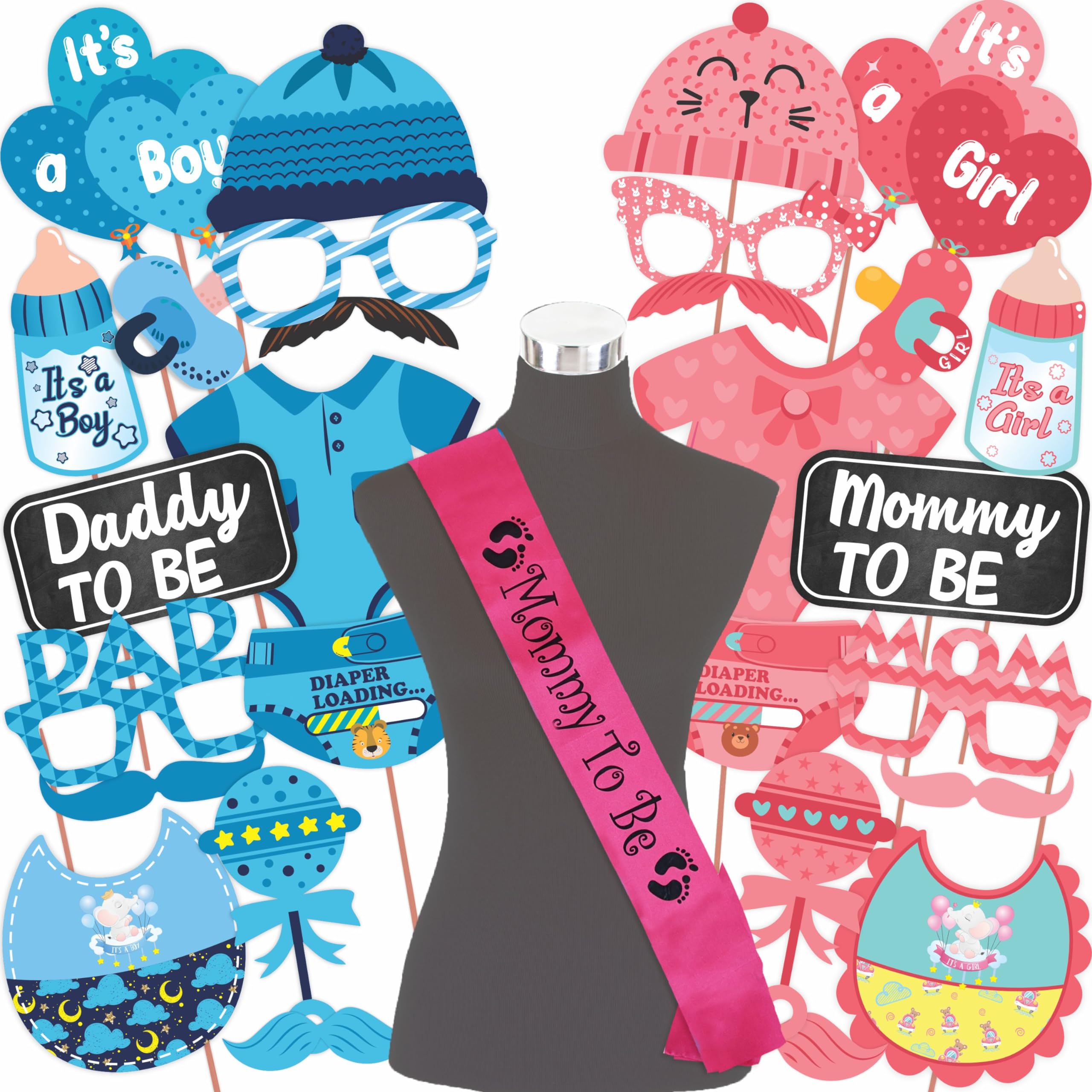 Wobbox Baby Shower Decoration Items| Baby Shower Photo Booth Props for Photoshoot, Mom to Be Satin Sash Daddy to Be Decoration, Godh Bharai Decoration Kit-(FP424) (B08GPV86TT) Amazon Price History, Amazon Price Tracker