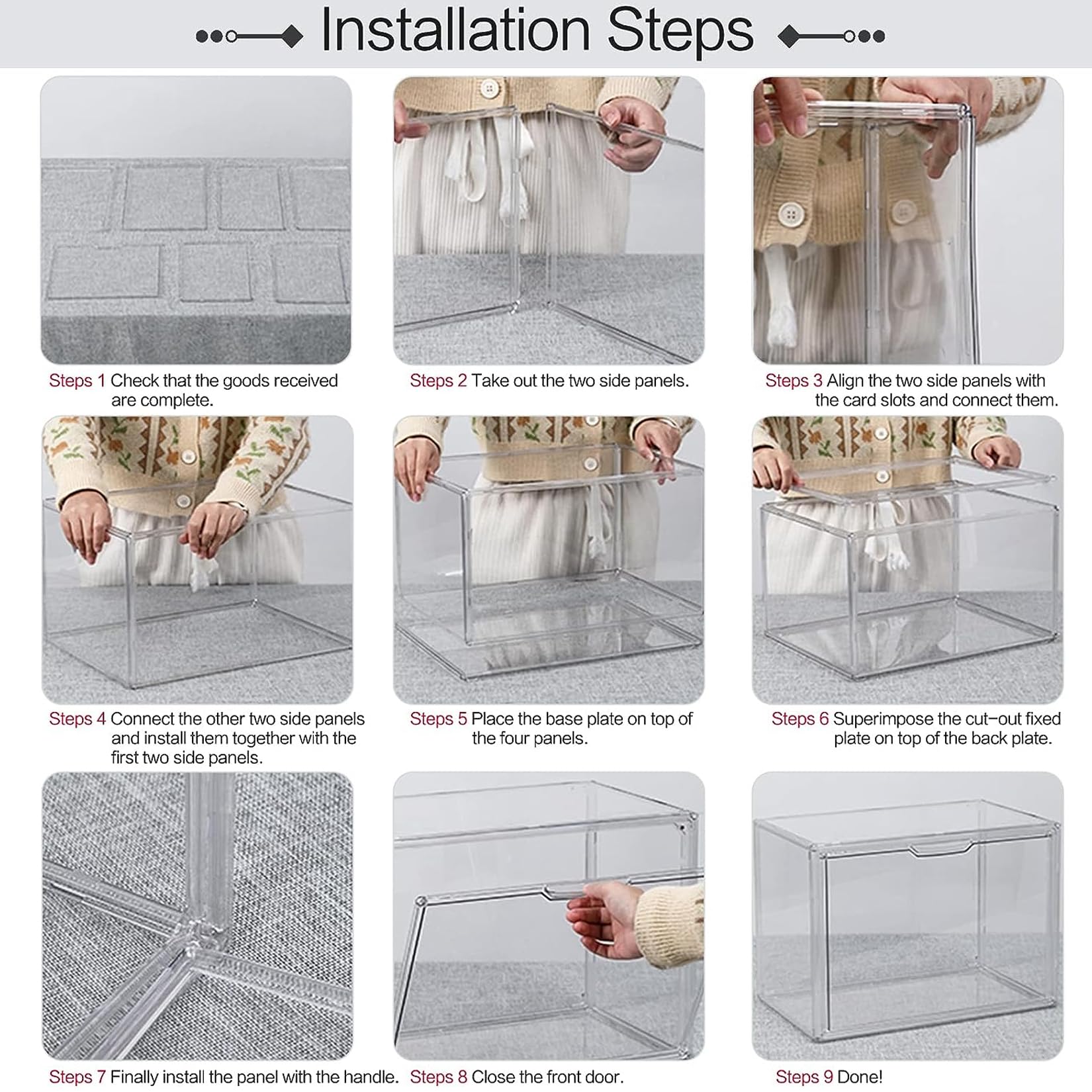 Vitrine en Transparent - Vitrine pour Collection, Boîte de Présentation Transparent pour Figurines d'action,Mini Figurines, Objets de Collection, DIY Protection Anti-poussière (36x27x27cm)