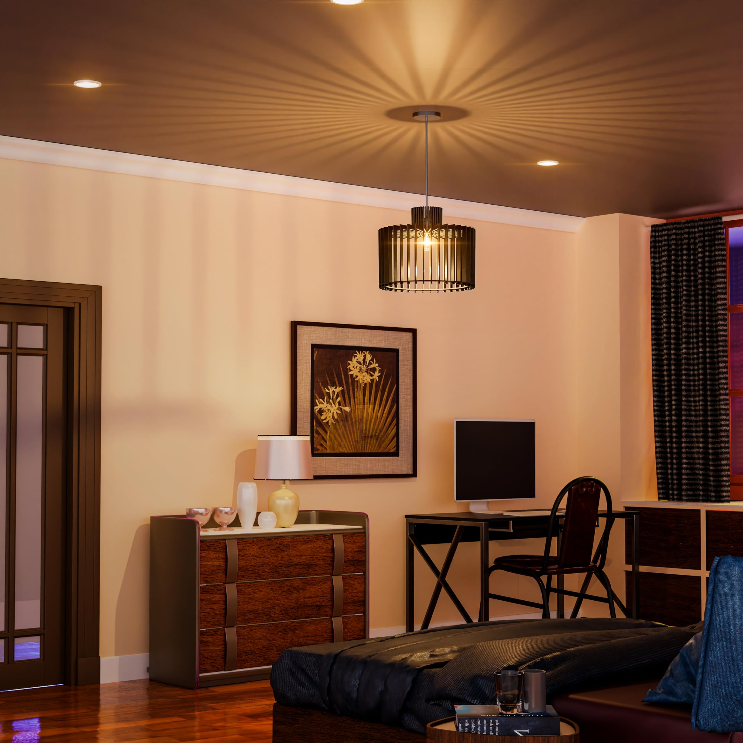 EIGEN Hanging Lights for Living Room - Wood Pendant Lights for Ceiling, Chandelier for Living Room Modern Jhumar Ceiling Light for Living Room & Hall Modern (Mirabella, Natural) (B0D6352HTC) Amazon Price History, Amazon Price Tracker