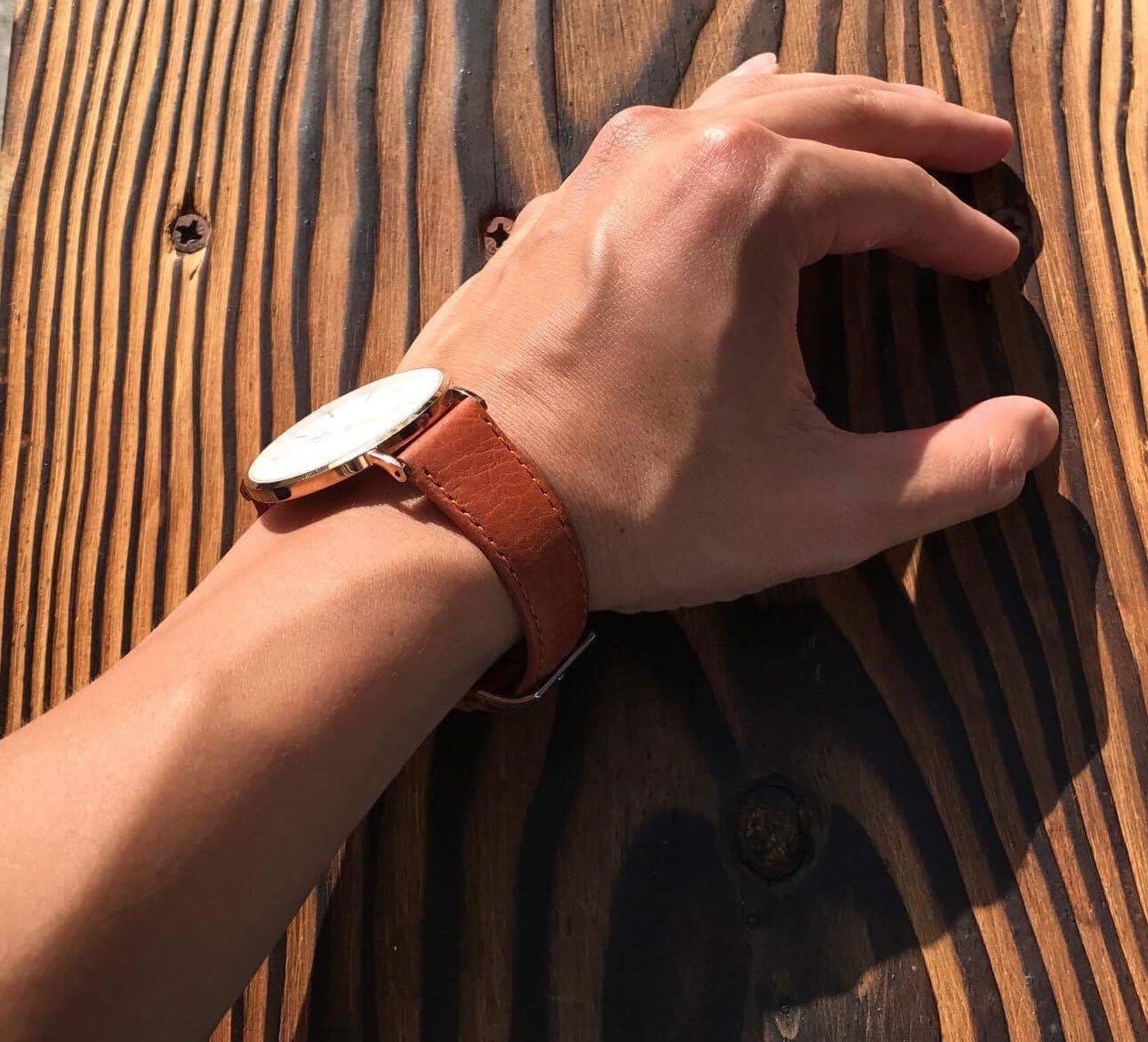 NewLife 18mm Genuine Leather Watchband | Tan, Oily Vegetable Grained, Lightly Padded, Smooth Replacement Watchstrap that brings to Any Watch (Men’s Standard Length)