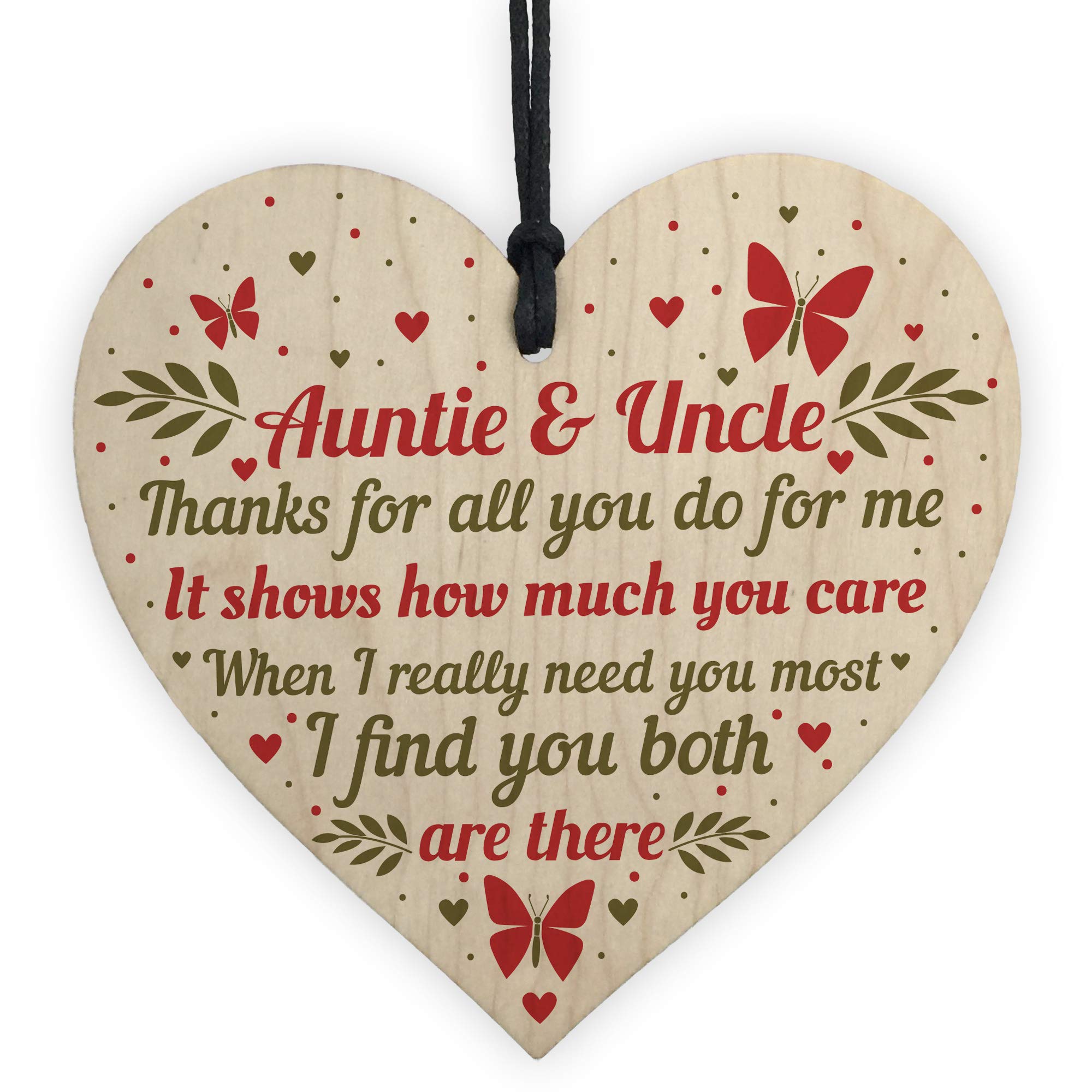 Red Ocean Handmade For Auntie And Uncle Joint Hanging Wooden Heart Birthday Christmas