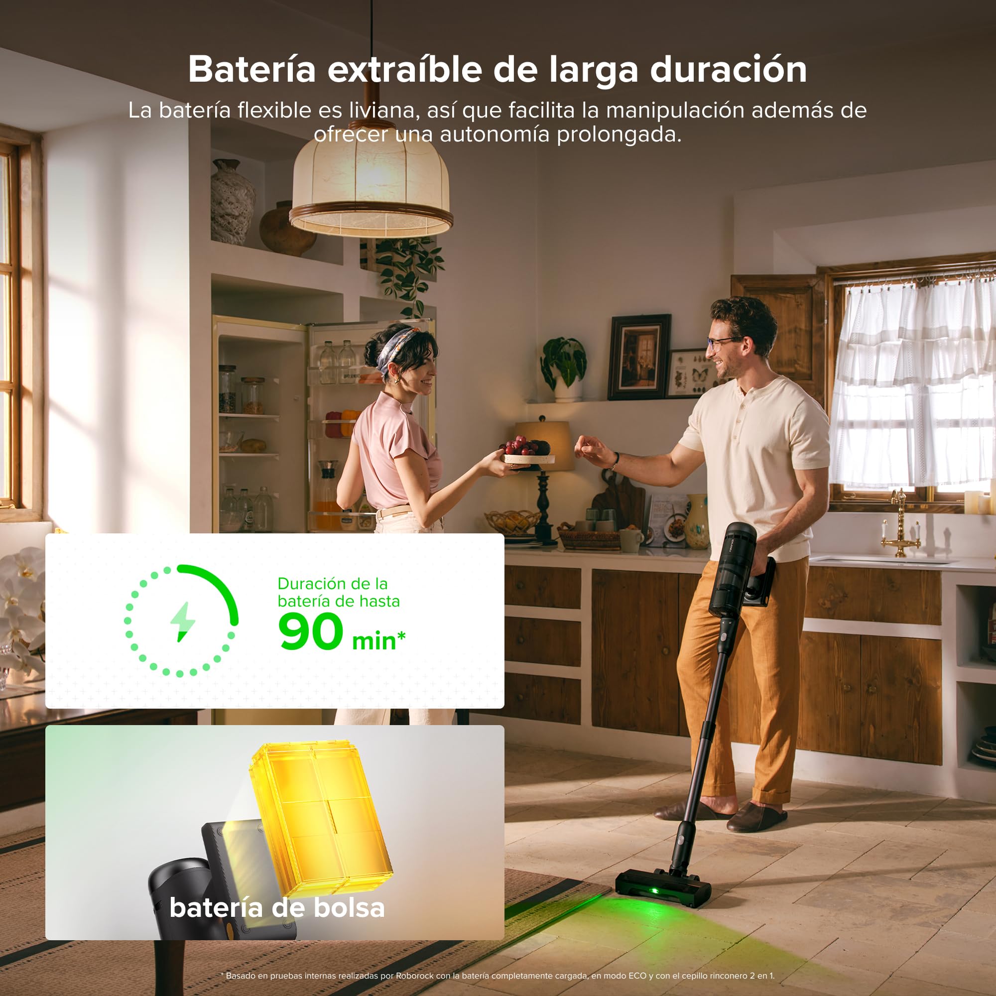 roborock H60 Hub Ultra Aspiradora sin Cable con Base de Vaciado Automático, 210 AW Potente Succión, Autonomía 90 min, Cepillo Anti-enredos Multisuperficie, Luz LED 140°, para Pelos de Mascotas y Polvo