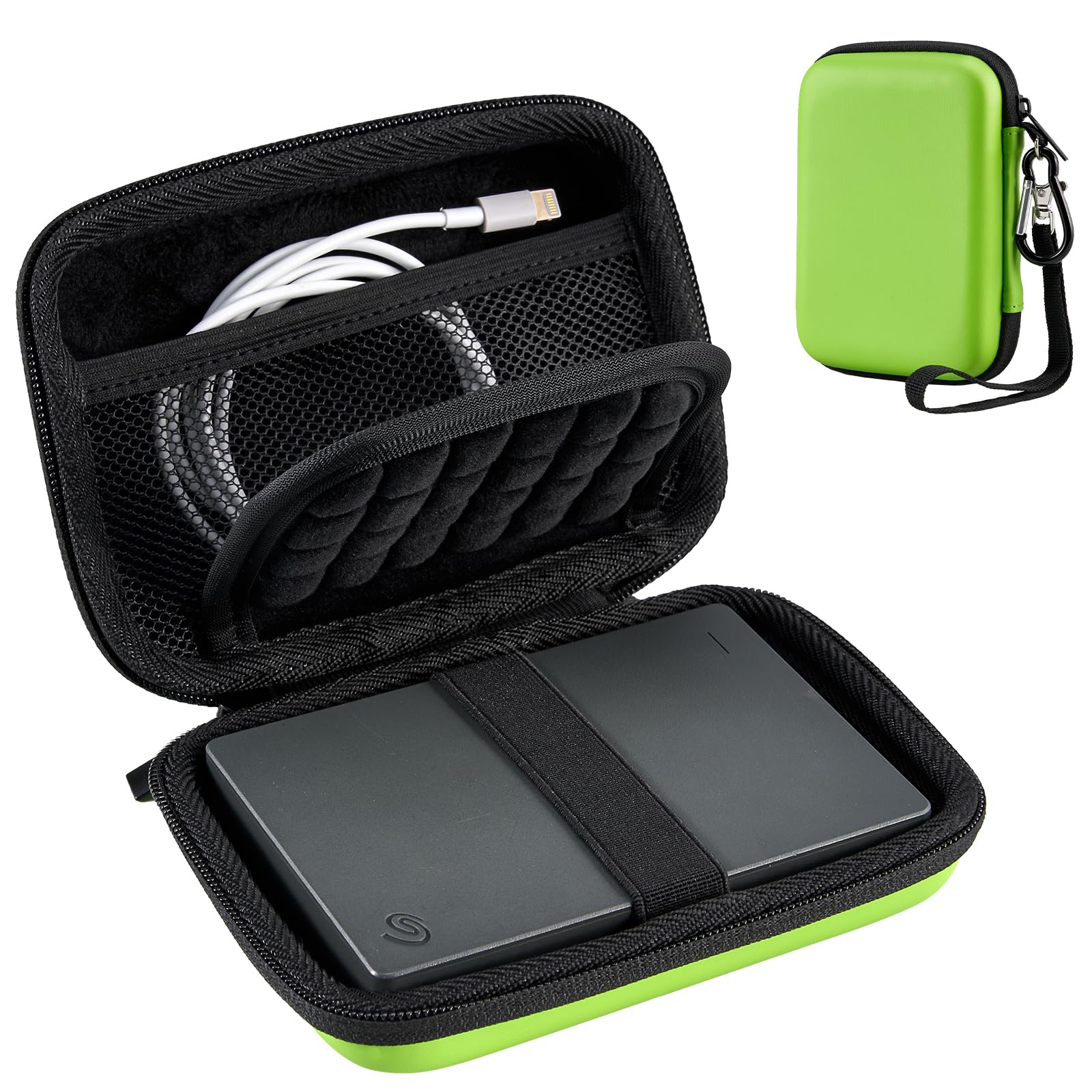 procase hard drive case for canvio basics western digital wd elements my passport seagate portable backup plus slim 1tb 2tb 3tb 4tb usb 3.0, 2.5”, samsung t9 portable external hard drive case -green