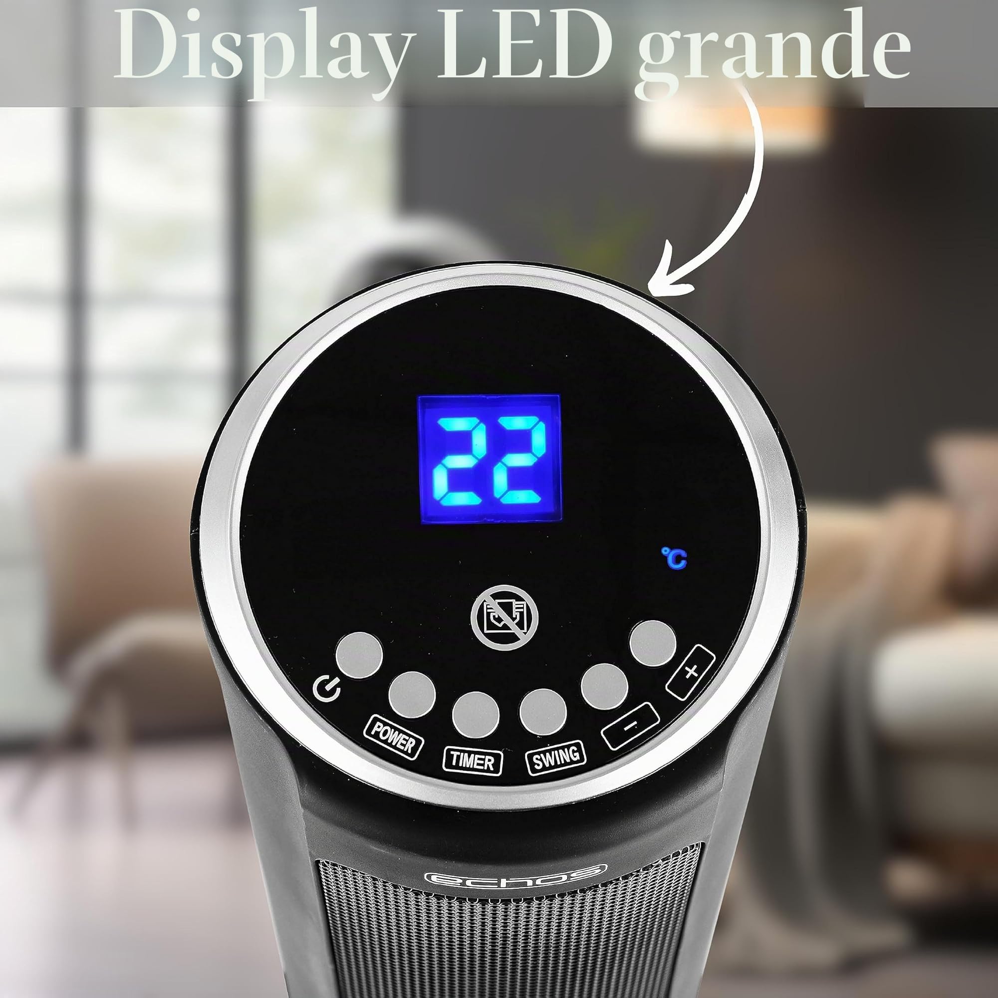 Termoventilatore in ceramica a risparmio energetico, timer da 12 ore, oscillante, telecomando, 3 livelli: freddo, 1000, 2000 Watt, riscaldatore elettrico, riscaldatore, indicatore di temperatura,