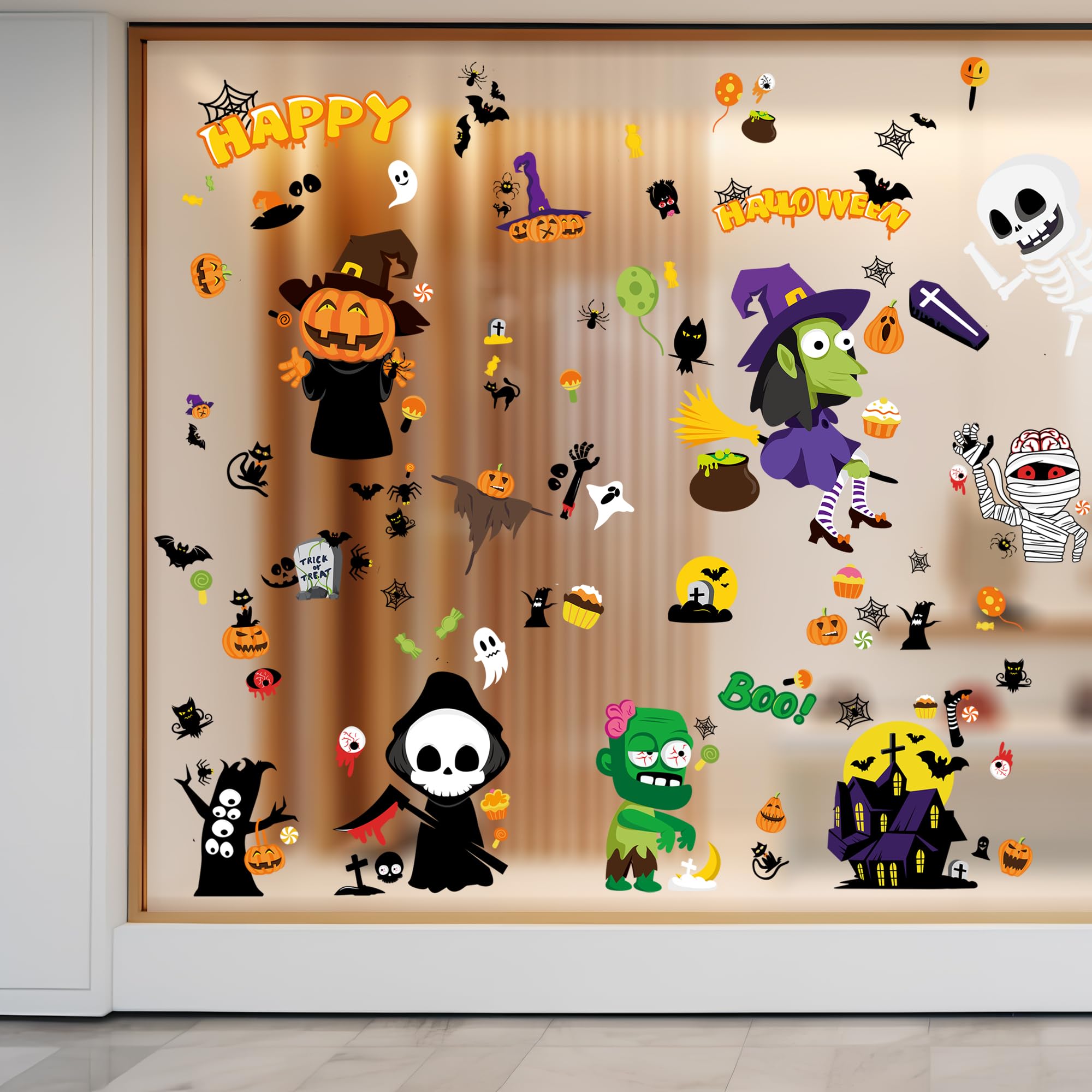 Pegatinas De Halloween Para Ventanas - Pack 6 Hojas, Diseños De Fantasmas, Para Decorar Cristales Y Paredes Lisas