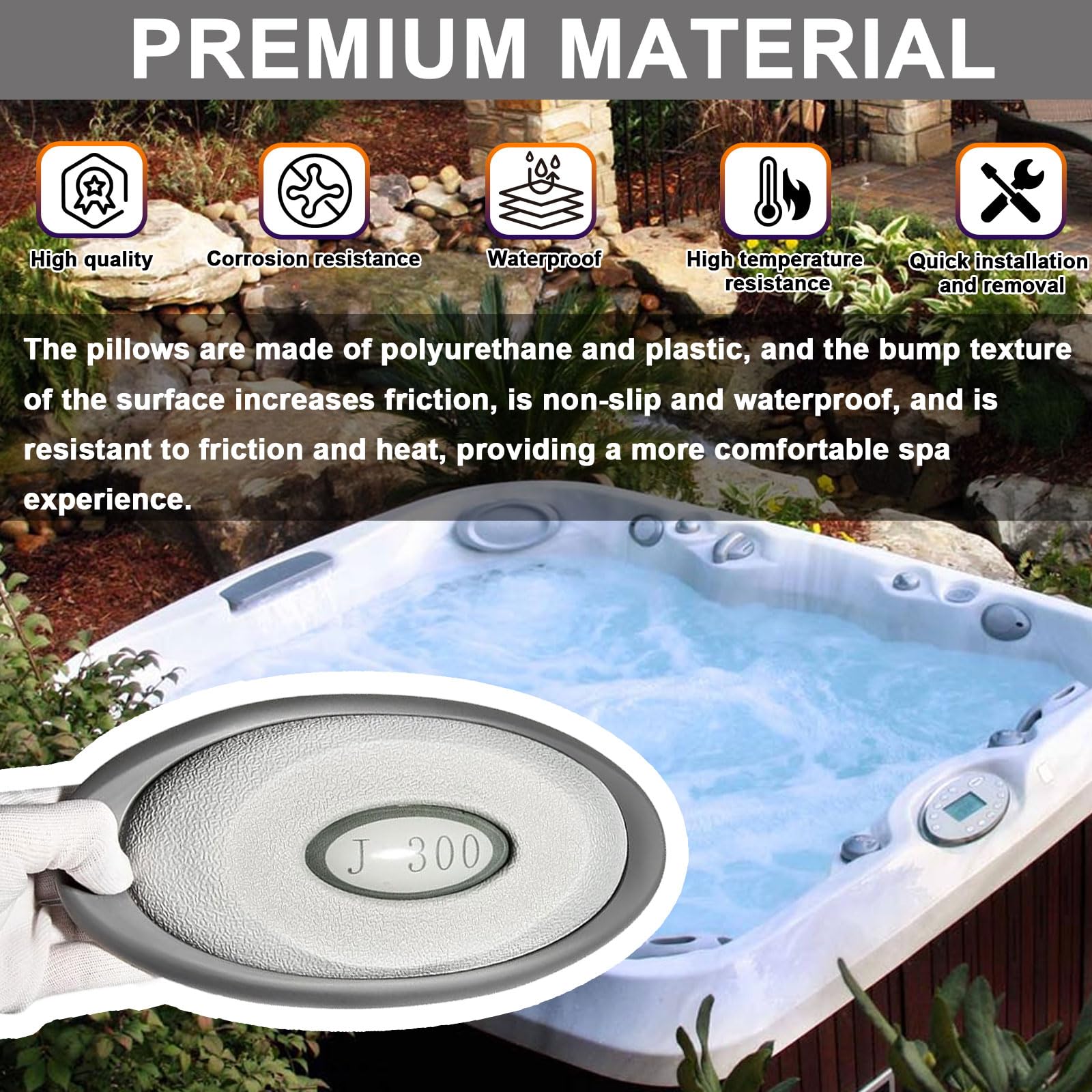 2472-824 - Almohada ovalada de spa y montaje trasero adecuada para jacuzzi serie J-300 2004-2018