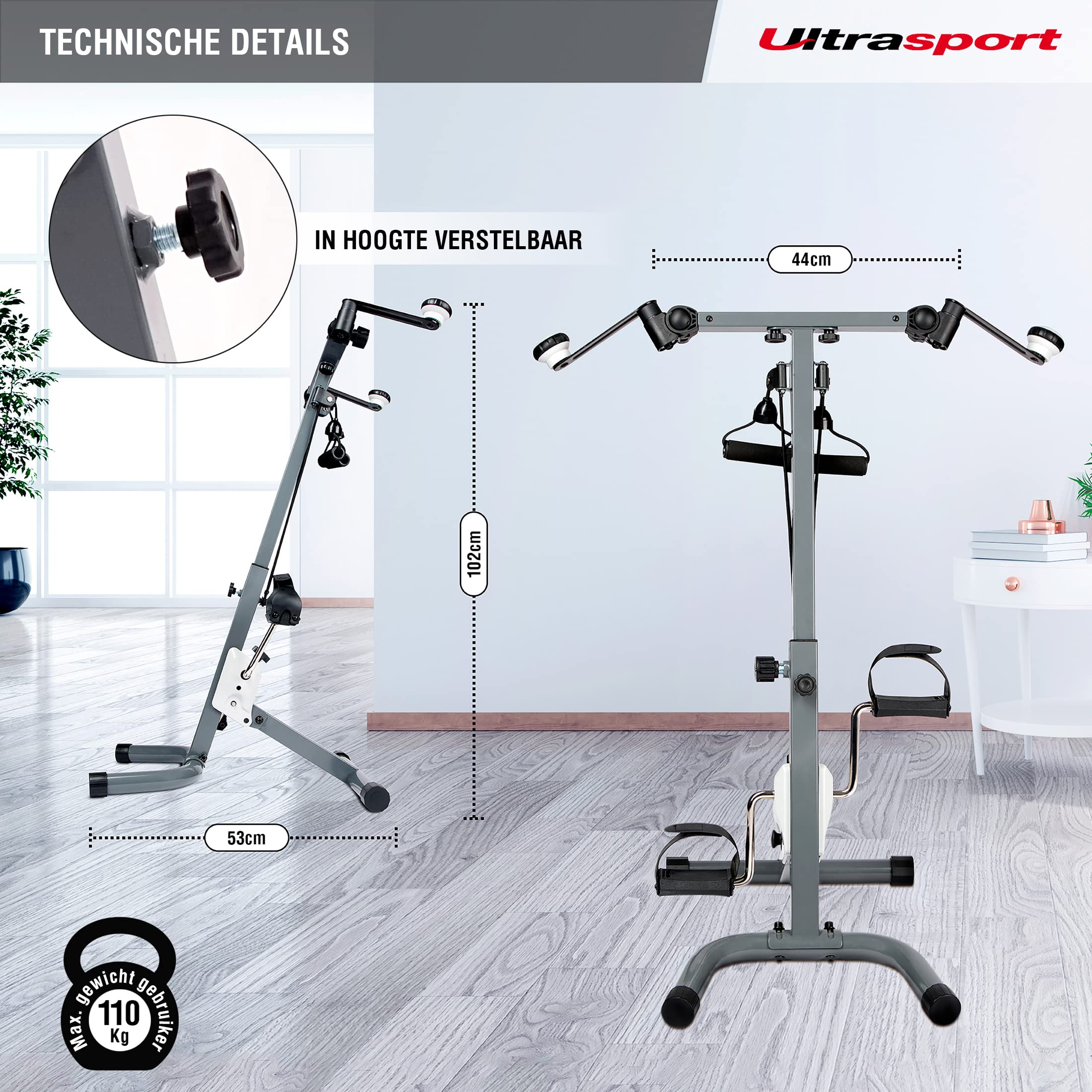 Ultrasport Senior Fitness, Vitality Trainer, Senior F-Bike, Mini Cross Trainer, Recumbent Exercise Bike, Foldable