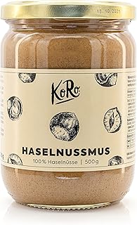 KoRo - Haselnussmus 500 g - Aus 100 % Haselnüsse ohne Zucker und Salz oder andere Zusätze - Perfekt als Brotaufstrich