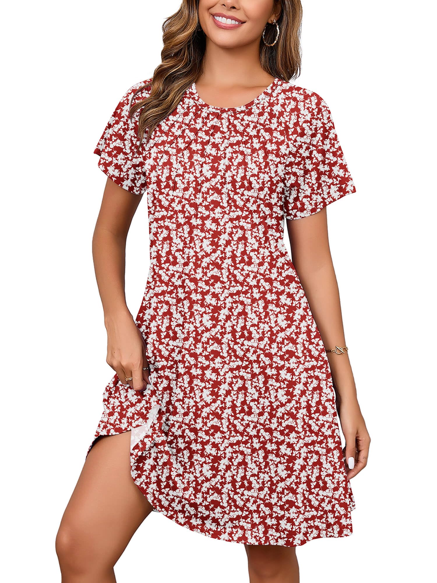 Heymoments Short Sleeve Crewneck Summer Dresses for Women
