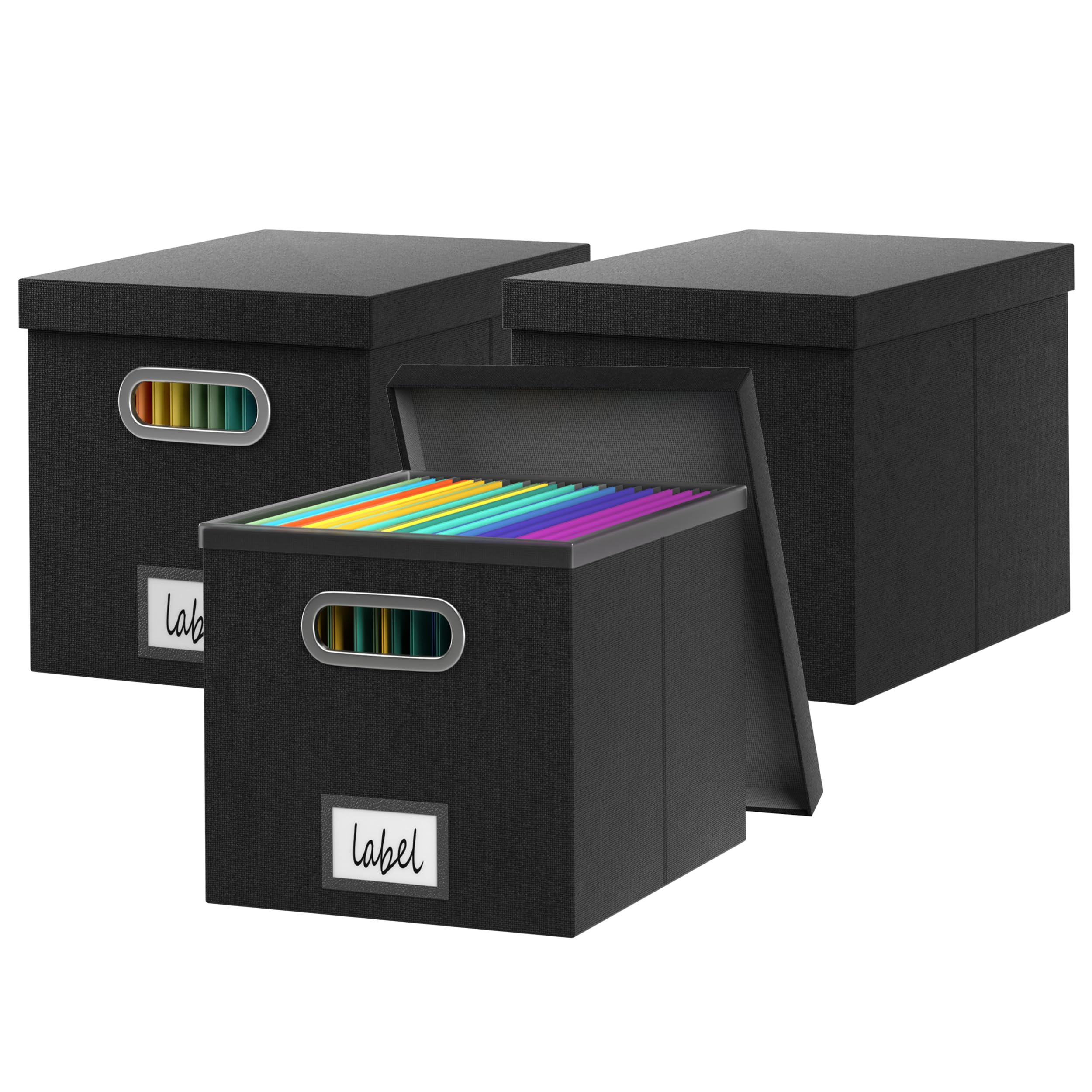 Amazon.com: GRSQYS 3 Pack File Storage Box with Lid File Boxes for ...