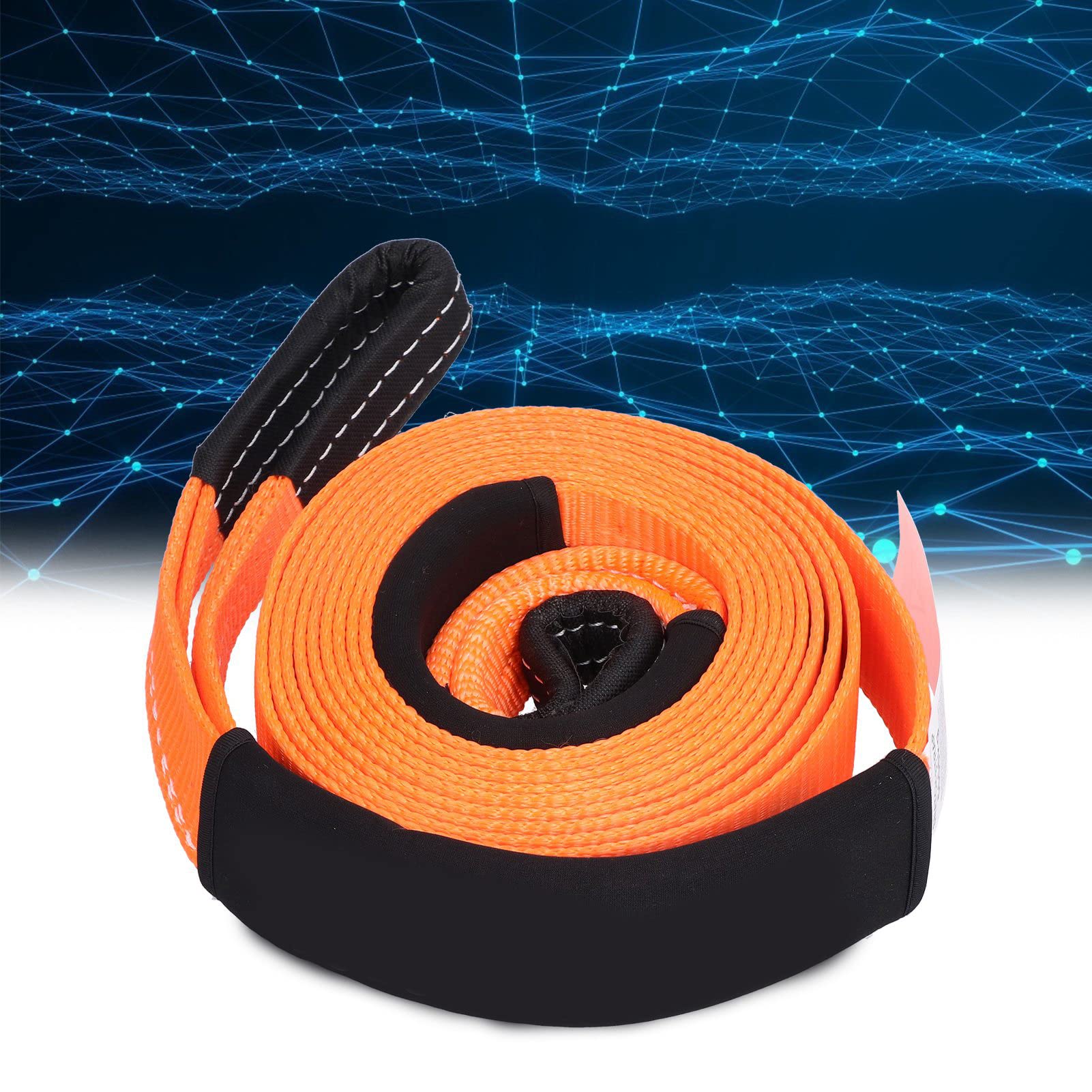 Cuerda de Remolque Correa de Tracción de Poliéster para Recuperación Offroad, Cuerda de Tracción para Automóvil de 5 Metros y 5 Toneladas, Correa de Remolque para Vehículos de (Naranja)