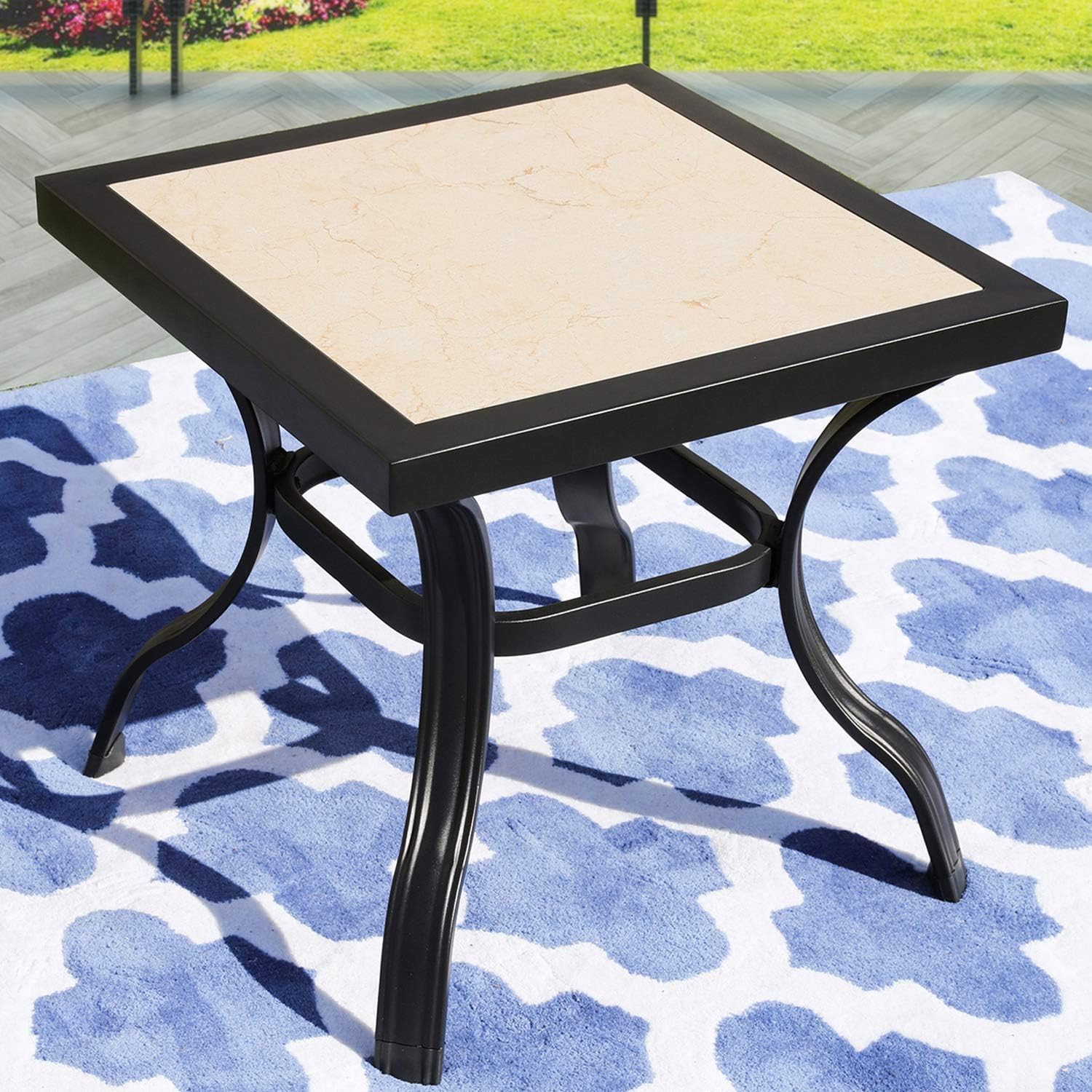 Patio Conversation Set Outdoor Bistro Sets Modern Cushioned Chairs with 5.1 Inch Thick Seat Cushions (3 Pcs, Blue)
