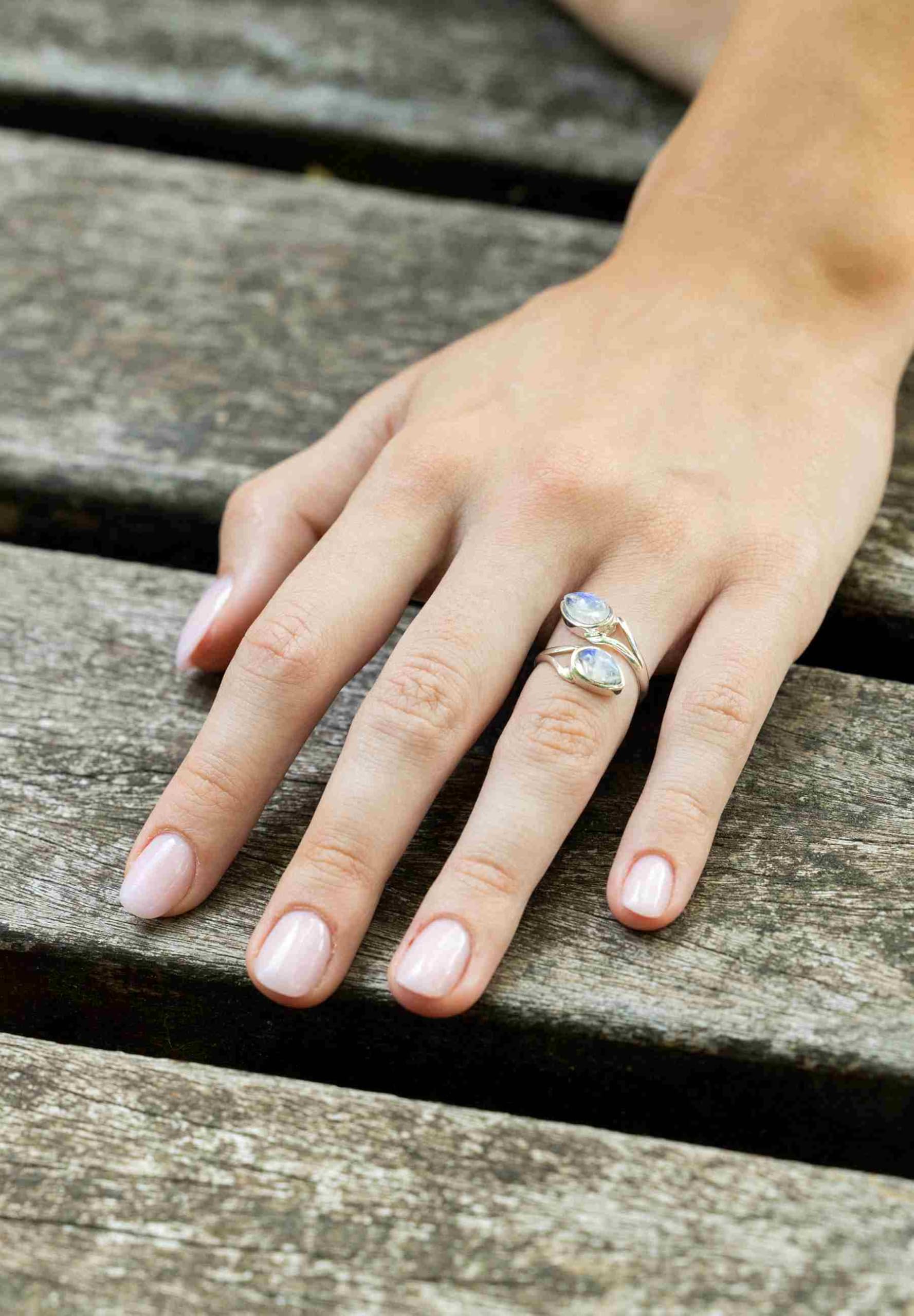 mantraroma Ring 925 Silber KARAI - größenverstellbar mit Edelstein