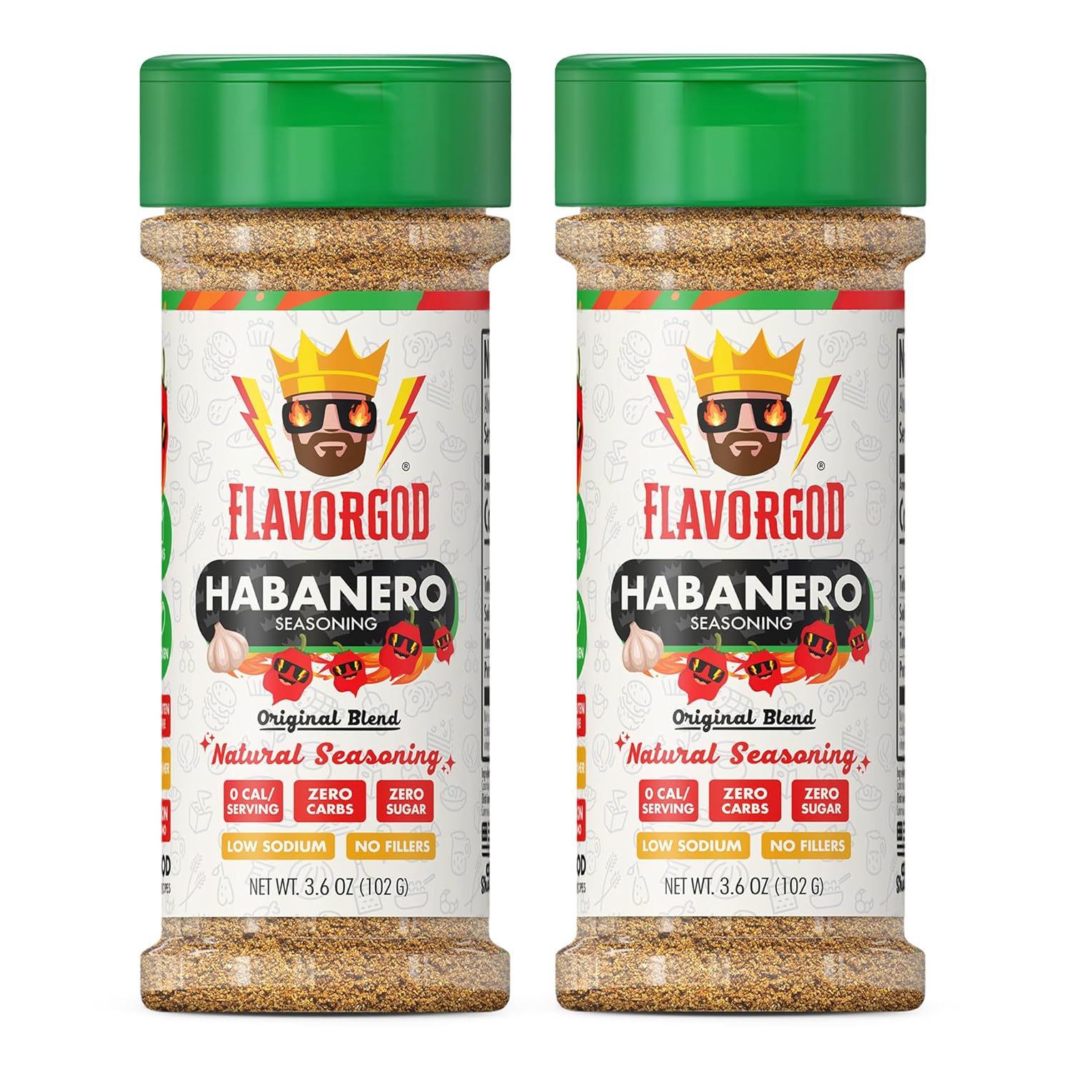 Habanero Seasoning Mix by Flavor God, 2-Pack - Premium All Natural & Healthy Spice Blend for Burritos, Tacos, Seafood & Chicken - Kosher, Low Sodium, Dairy-Free, Vegan & Keto Friendly