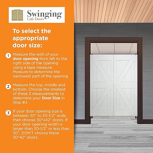 Miniatura 4 de Swinging Cafe Doors Puertas de granero imprimadas  Puertas de salón de 34 pulgadas de grosor con soporte británico, madera maciza, apertura de 36