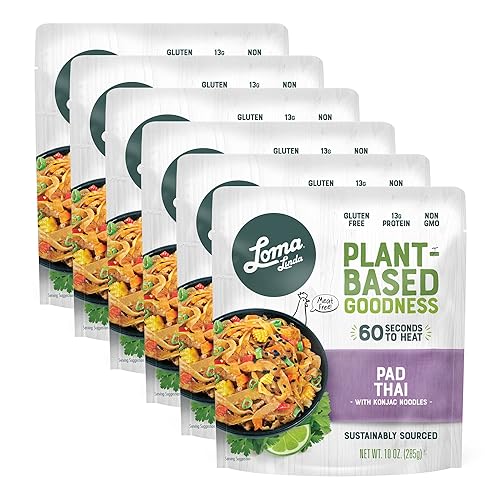 Loma Linda - Paquetes completos de solución de comida a base de plantas Pad Thai con fideos Konjac 10 onzas paquete de 6 Loma Linda - Paquetes completos de solución de comida a base de plantas Pad Thai con fideos Konjac 10 onzas paquete de 6