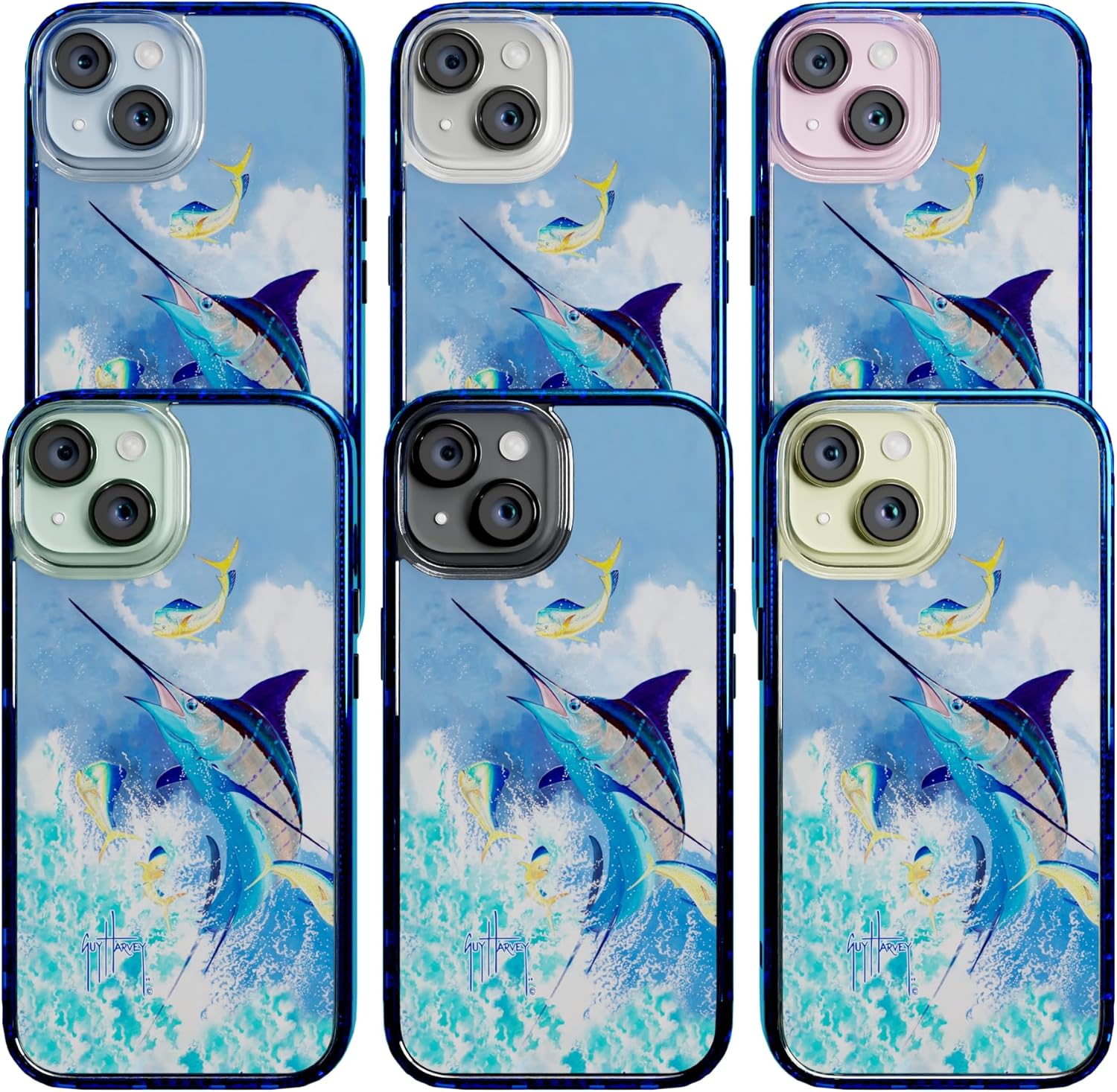 cellhelmet Guy Harvey Blue Commocean Magnetic Case in Bermuda Blue Designed for iPhone 15 [Compatible with MagSafe] 13ft Drop Proof Certified | Shock Proof - Durable | As Seen on Shark Tank