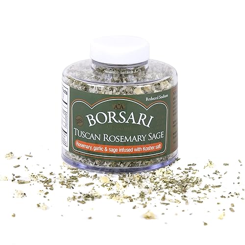Borsari Nueva mezcla de sal sazonada de romero y salvia toscana Condimentos gourmet con hierbas y especias Condimento totalmente natural para