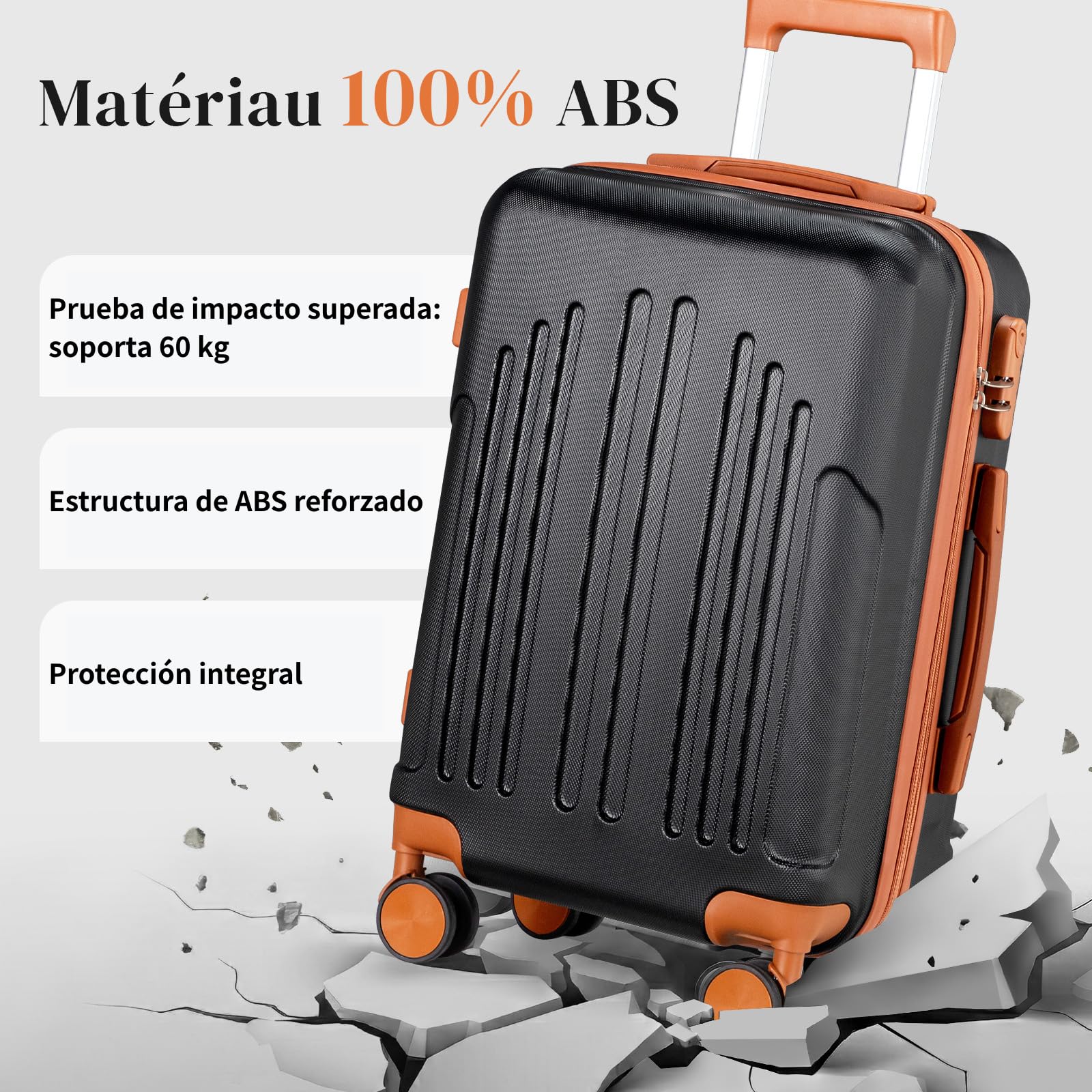 LEADZM Juego de Maletas de 4 Piezas con Neceser (Negro-Marrón) | Maletas de Viaje Grandes 23 Kilos, Maleta Cabina, Mediana, Maleta de Viaje
