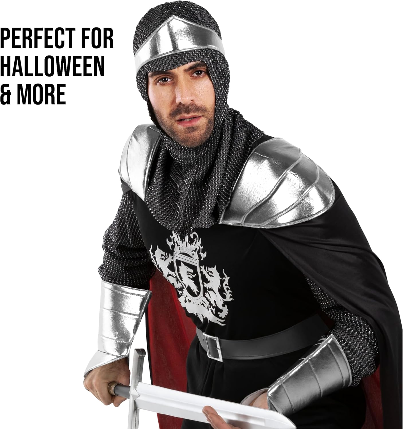 Morph Knight Costume Adults, Medieval Knight Costume Mens Halloween Crusader Outfit, Halloween Costumes For Men - Image 3