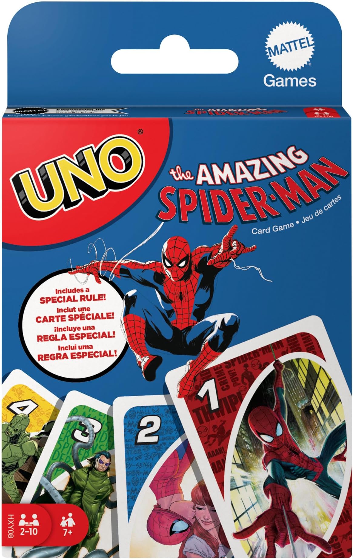 Mattel Games UNO The Amazing Spider-Man Card Game for Kids, Adults & Family with Deck & Special Rule Inspired by the Marvel Comic Book Series, HXY08