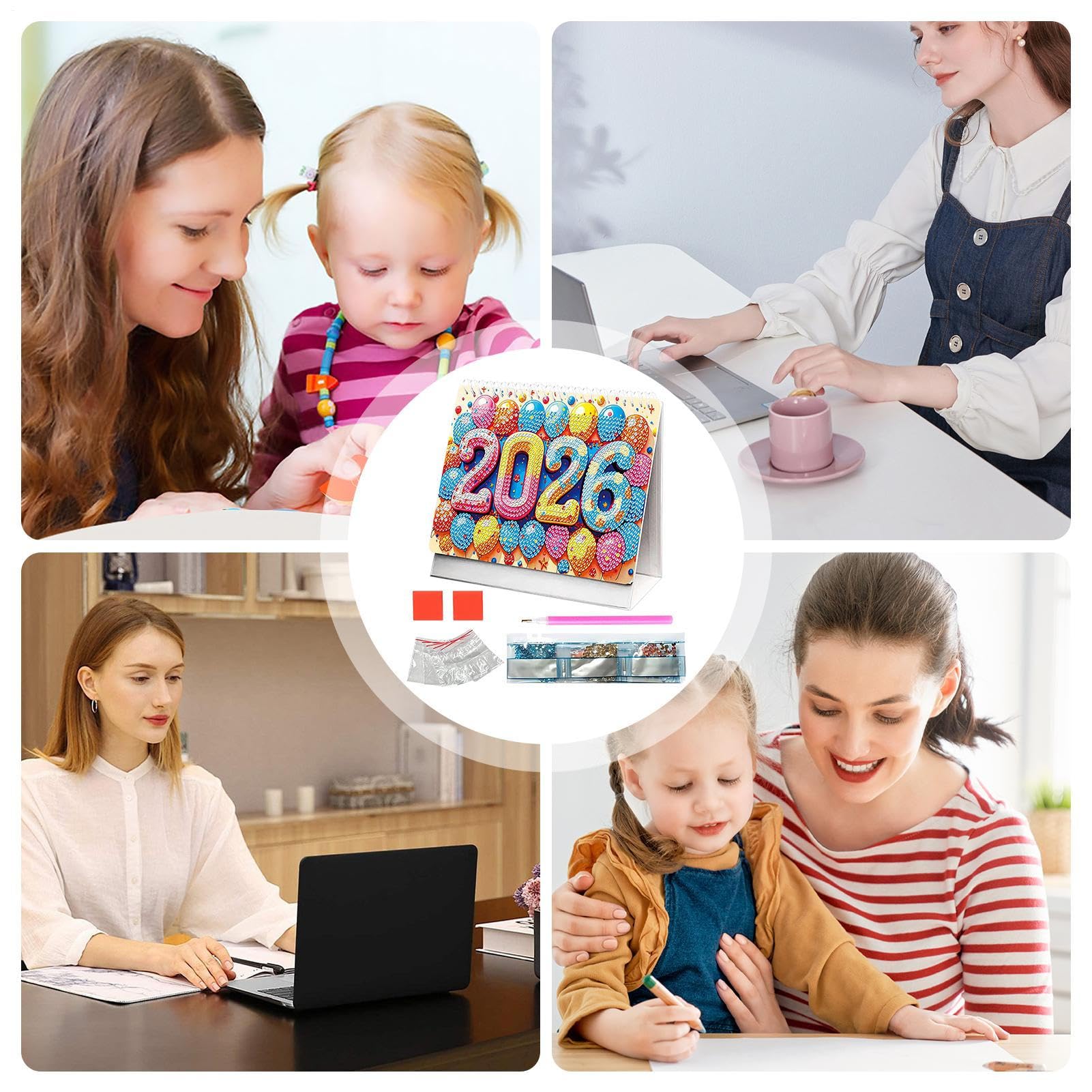 Calendario da Tavolo 2026 Planner Mensile e Decorazione Casa | Calendario da Tavolo Strass Art 2026 Planner per Scrivania per Ufficio, Scuola, Insegnante, Studente, Famiglia, Natale