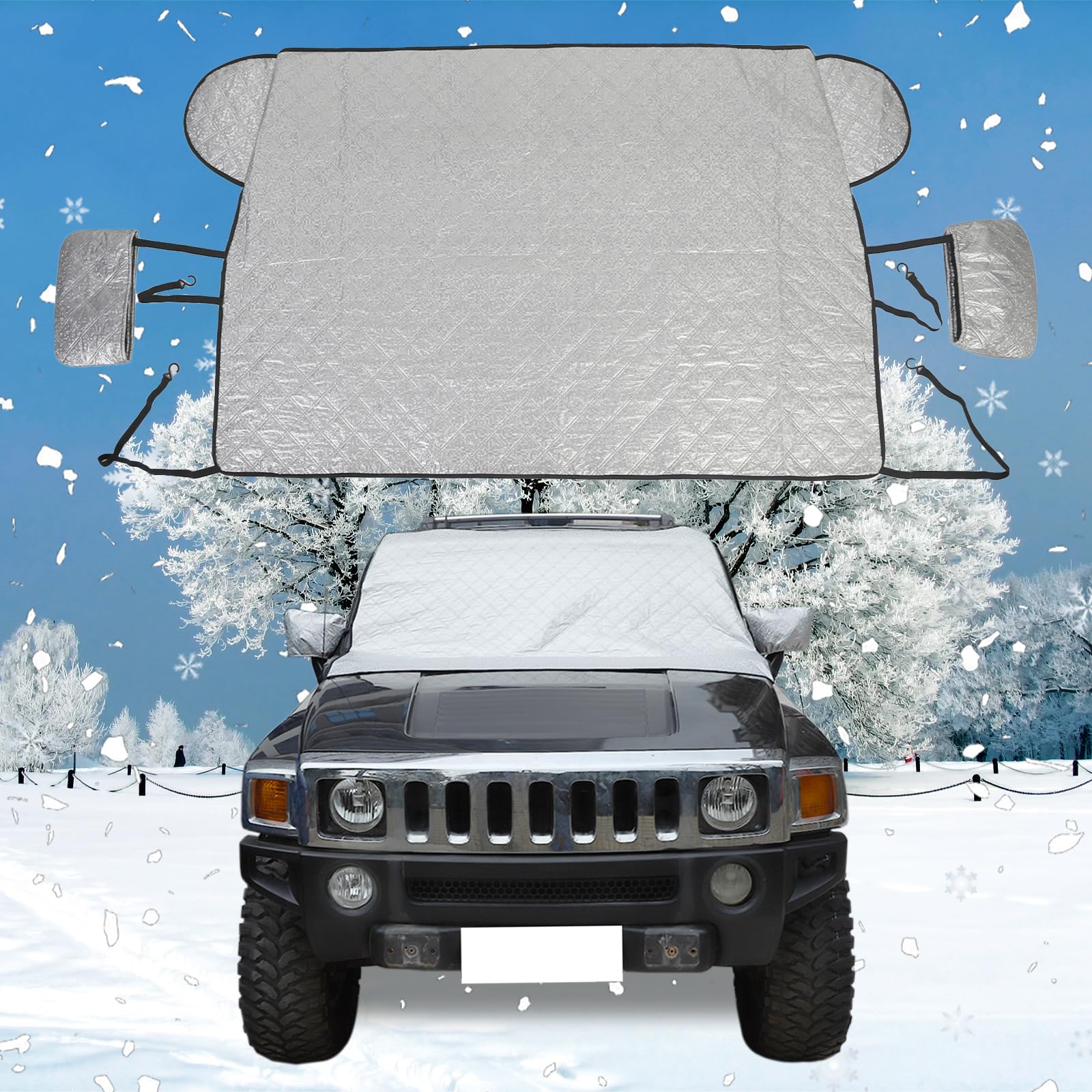 Windshield Snow Cover Compatible with Hummer H3 2005-2009, Car Snow Cover, Front Windshield Sunshade, Exterior Windscreen Sun Shade, UV-Rays Sun Ice