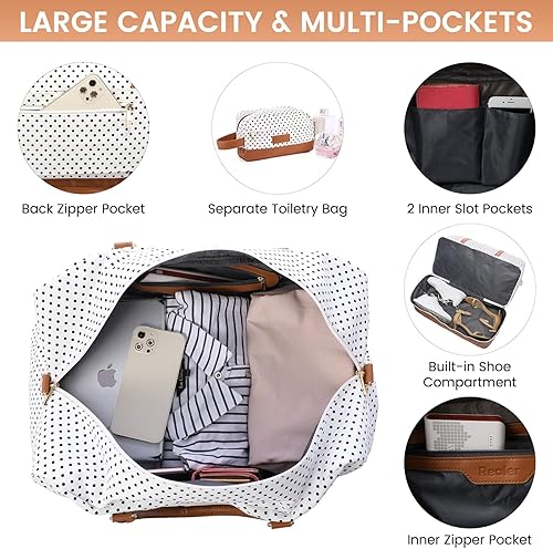 Miniatura 3 de Realer Bolsa de fin de semana, bolsa de viaje para mujer, bolsa de viaje de fin de semana, con compartimento para zapatos, aprobado para vuelos