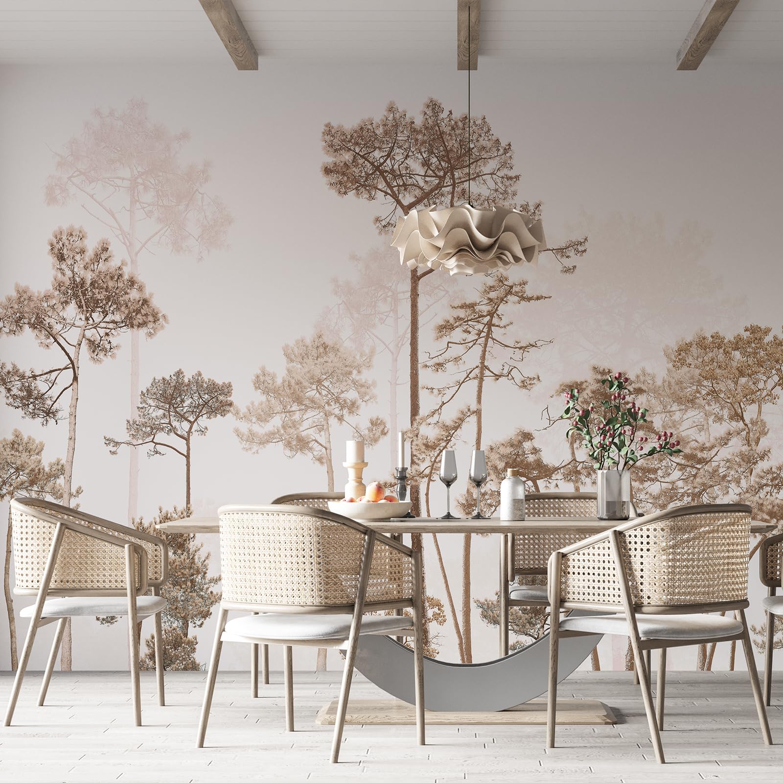 Zeeko Vintage Forest Beige Wall Murals Peel and Stick 144