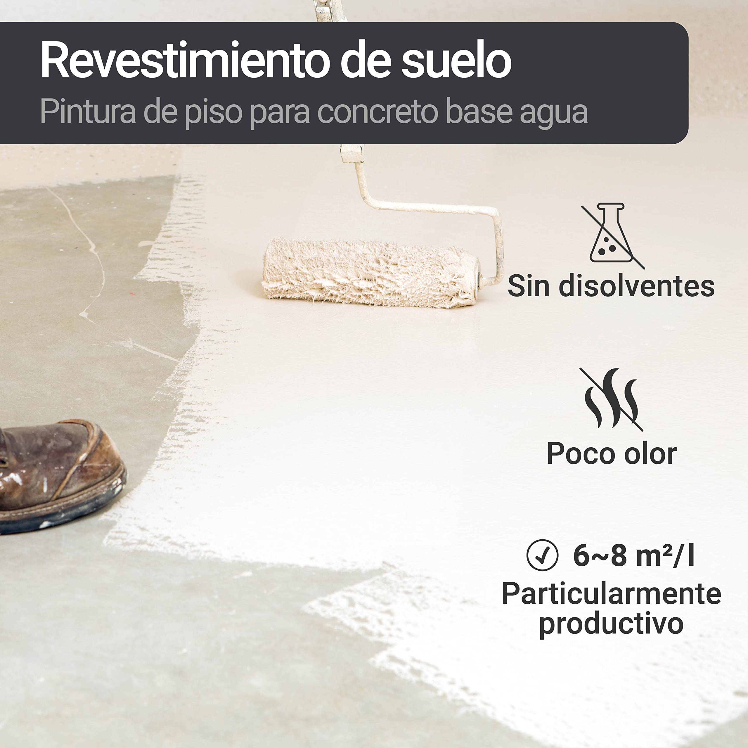 WO-WE Pintura para Suelos de Hormigón Impreso Renovacion y Extrema resistencia W700 Gris antracita como RAL 7016-5L