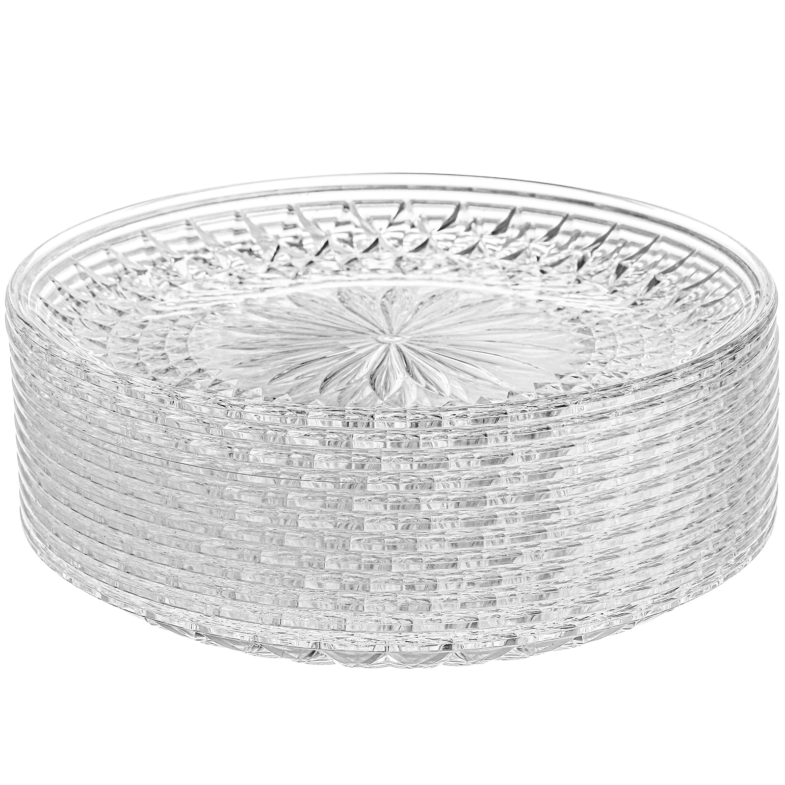 Peohud Confezione da 12 piatti da insalata in acrilico, rotondi da 20,3 cm, piatti da dessert pesanti, per matrimoni e feste, piatti per pane di alta qualità per frutta, snack, senza BPA