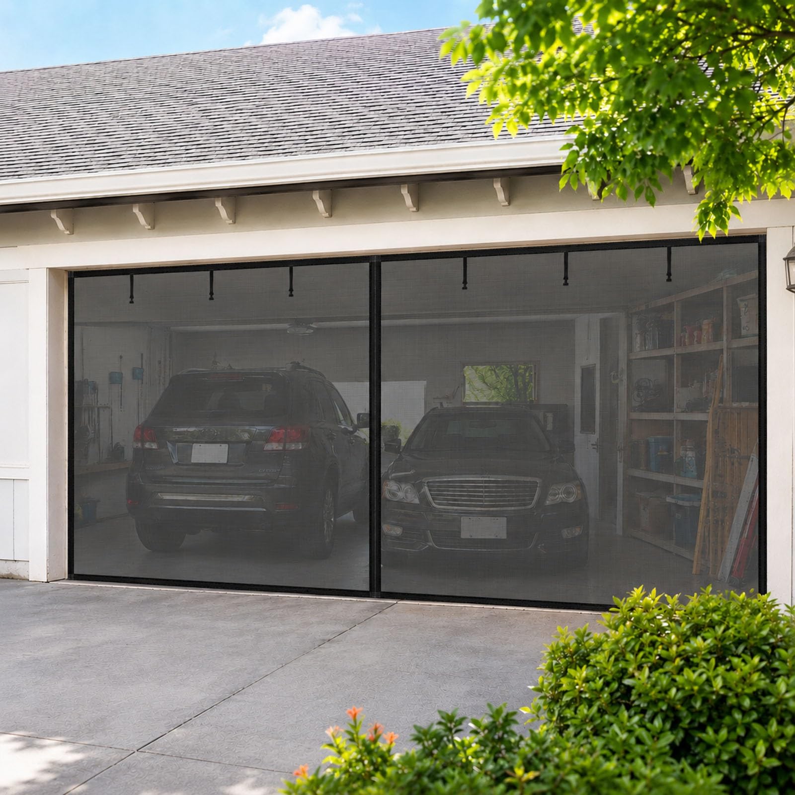 Moustiquaire porte de garage rétractable pour patio et animaux de compagnie
