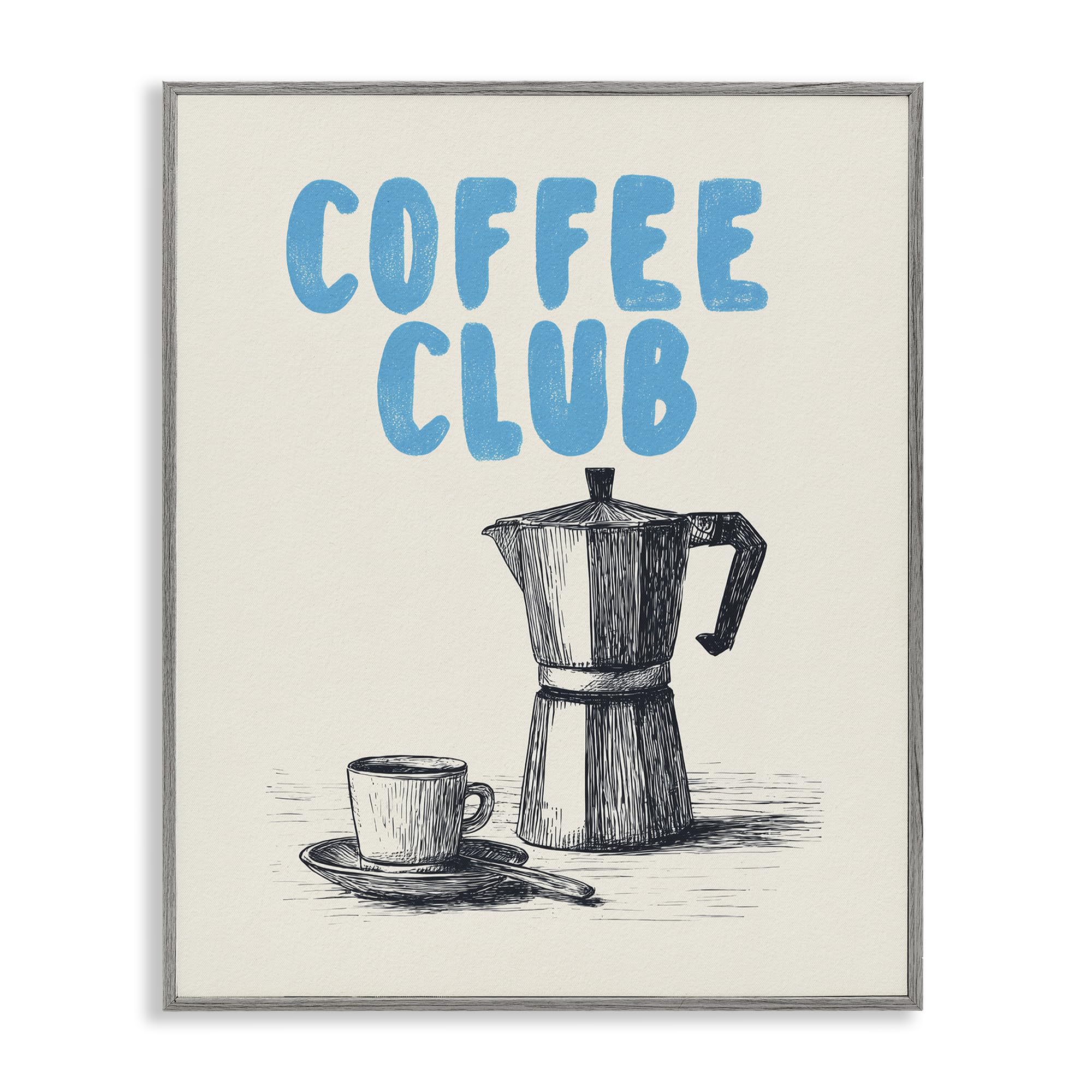 Stupell Industries 'Coffee Club Retro Drawing', Framed Giclee Art, Gray, 24 x 30 Inches, Easy to Hang and Sturdy, Made in USA, by Andreas Magnusson