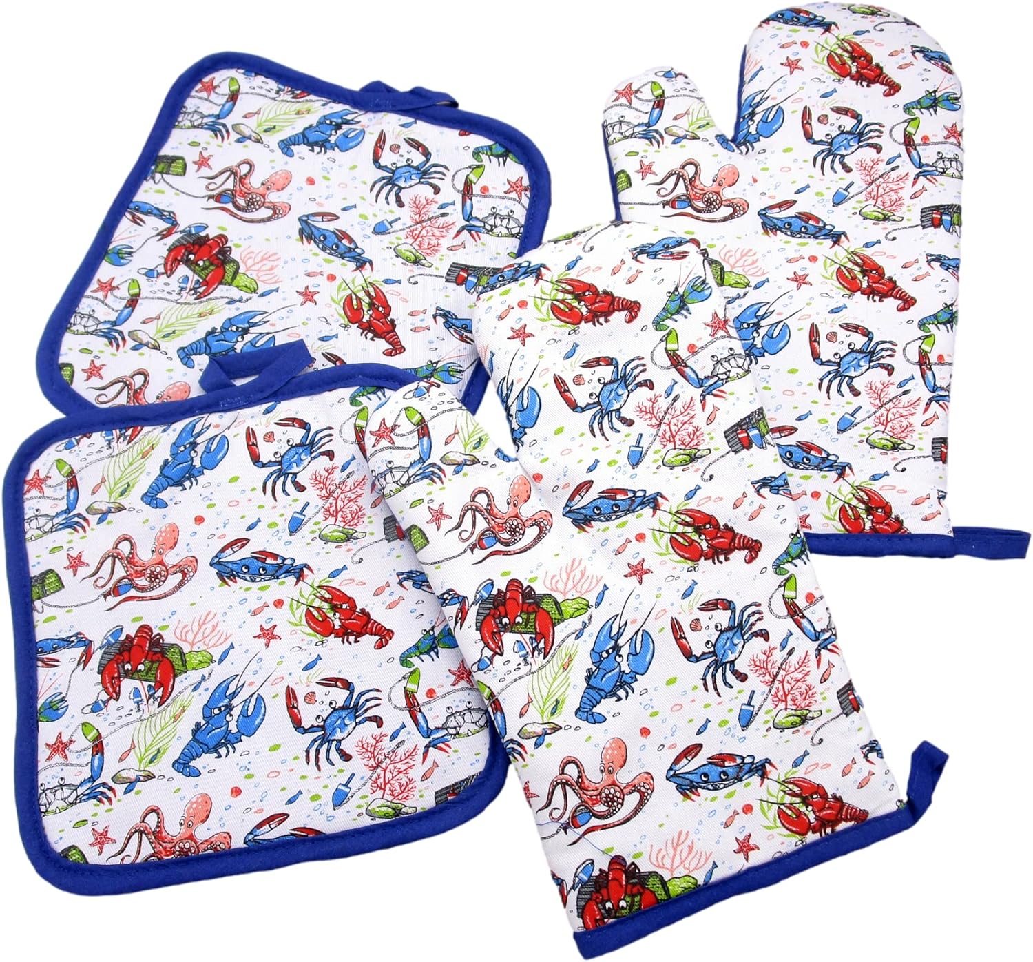 Nautical Kitchen Gift Set Pot Holders and Oven Mitts