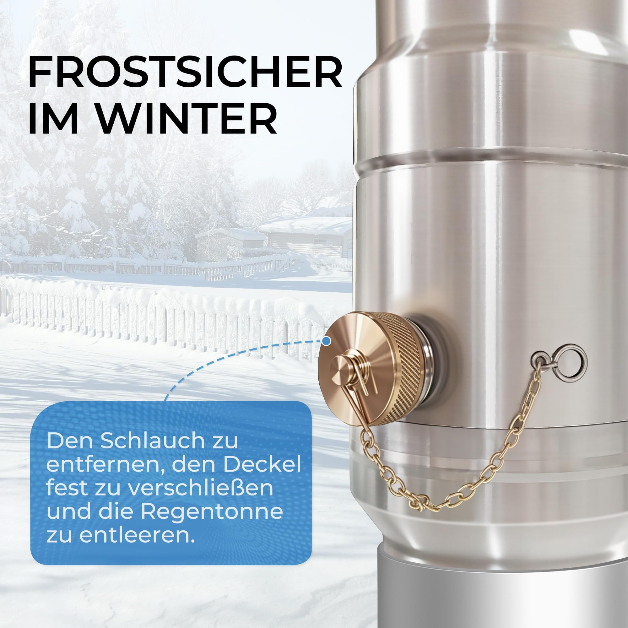 Kolektor deszczówki do rur spustowych 100 mm, Stali Nierdzewnej i Aluminium, Zbieranie wody deszczowej do rury spustowej DN100, z 45 cm Wężem i Złączem do Beczek, Konstrukcja Podwójnej Ściany