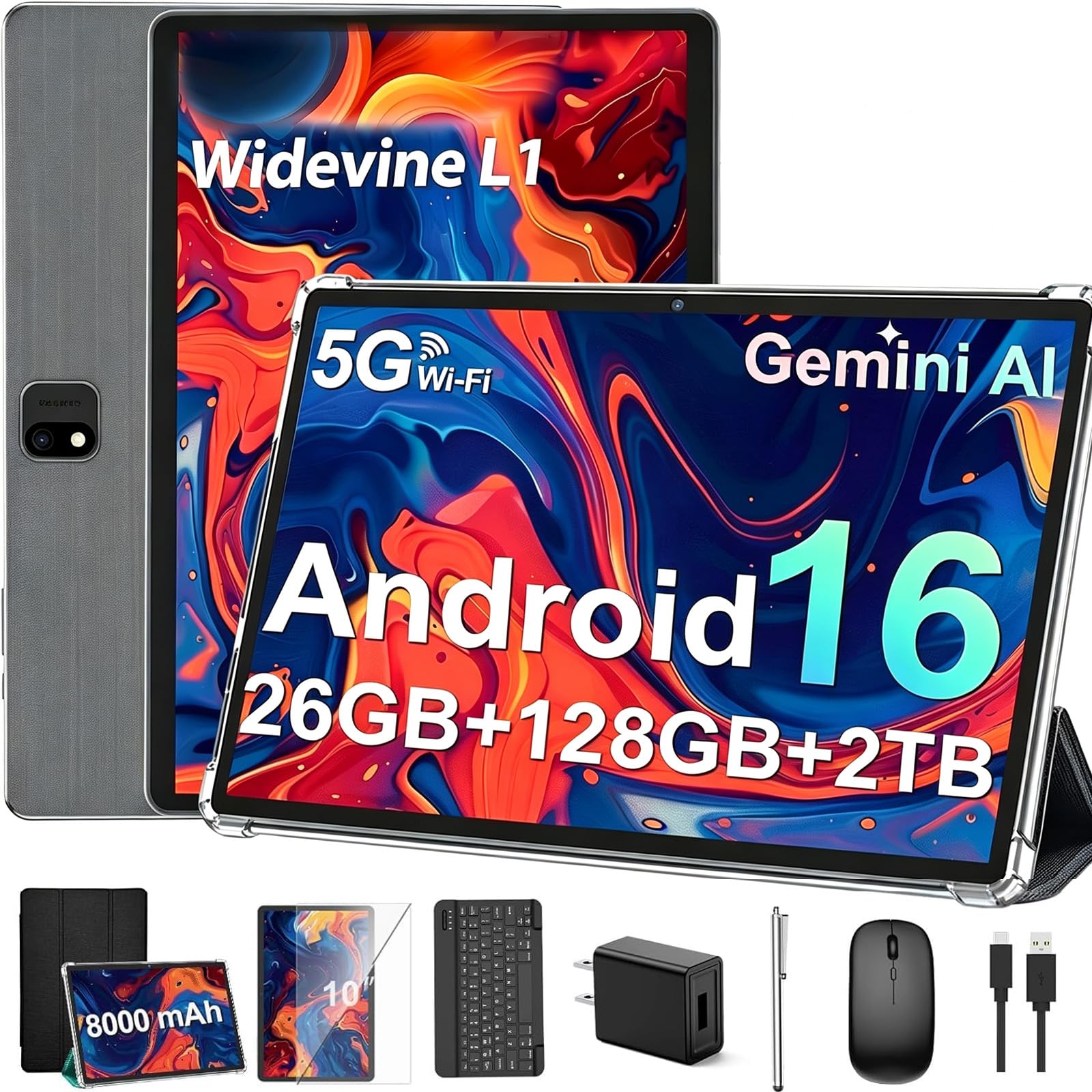 Amazon.com: JJGJ 2026 Android 16 Tablet with Keyboard, 26GB+128GB