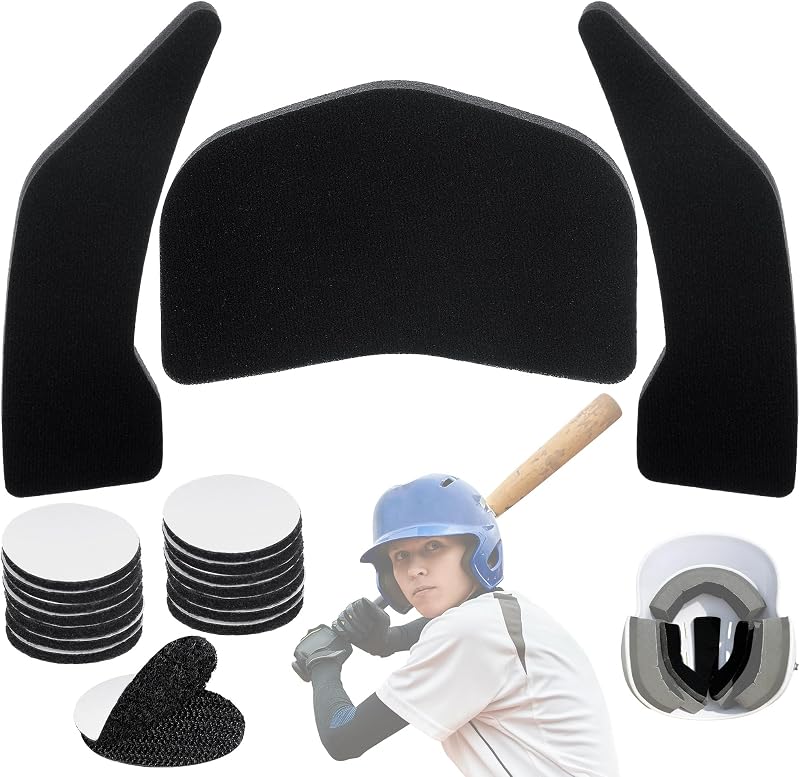 3 Pad Batting Helmet Kit Compatible with Rawlings CFX, S70/S80 | Includes 2 Side Pads, 1 Front Pad, 15 Adhesive Hook Loop Strips, Compatible with Rawlings Velo Baseball/Softball Helmet